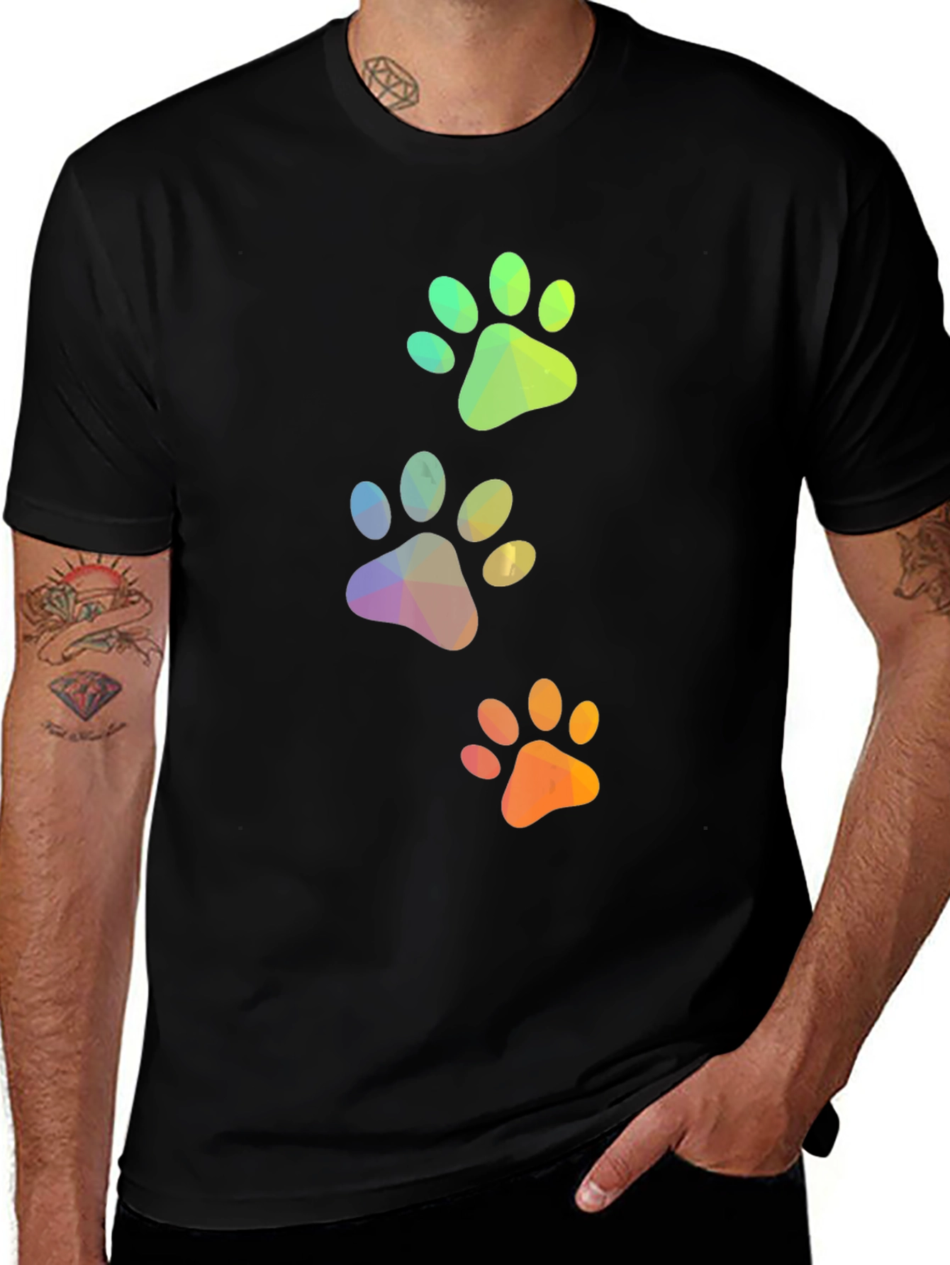 Variant 16 of Geometric Paw Print T-Shirt - Stylish Graphic Tee
