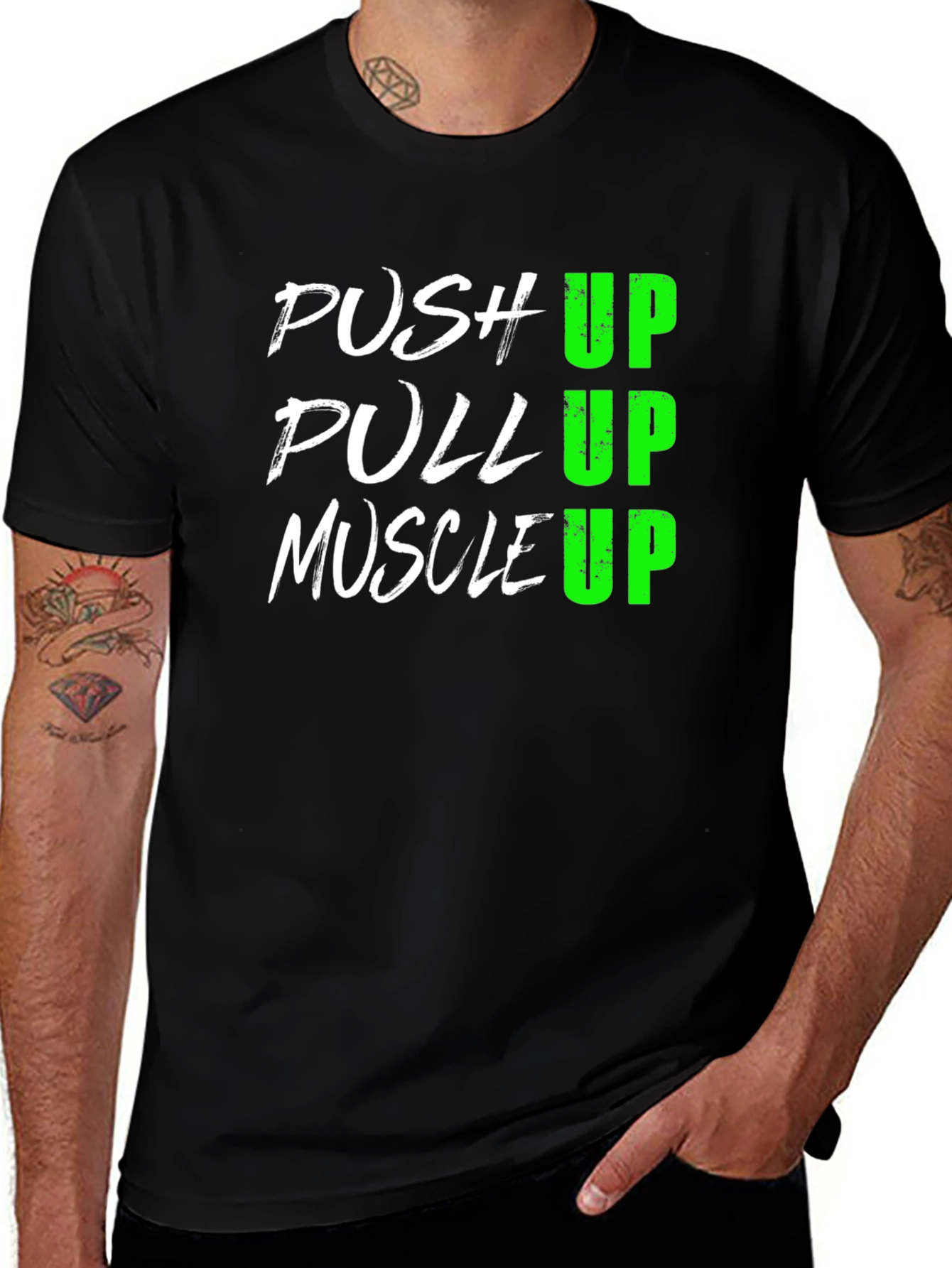 Workout Motivation T-Shirt - Push, Pull, Muscle Up