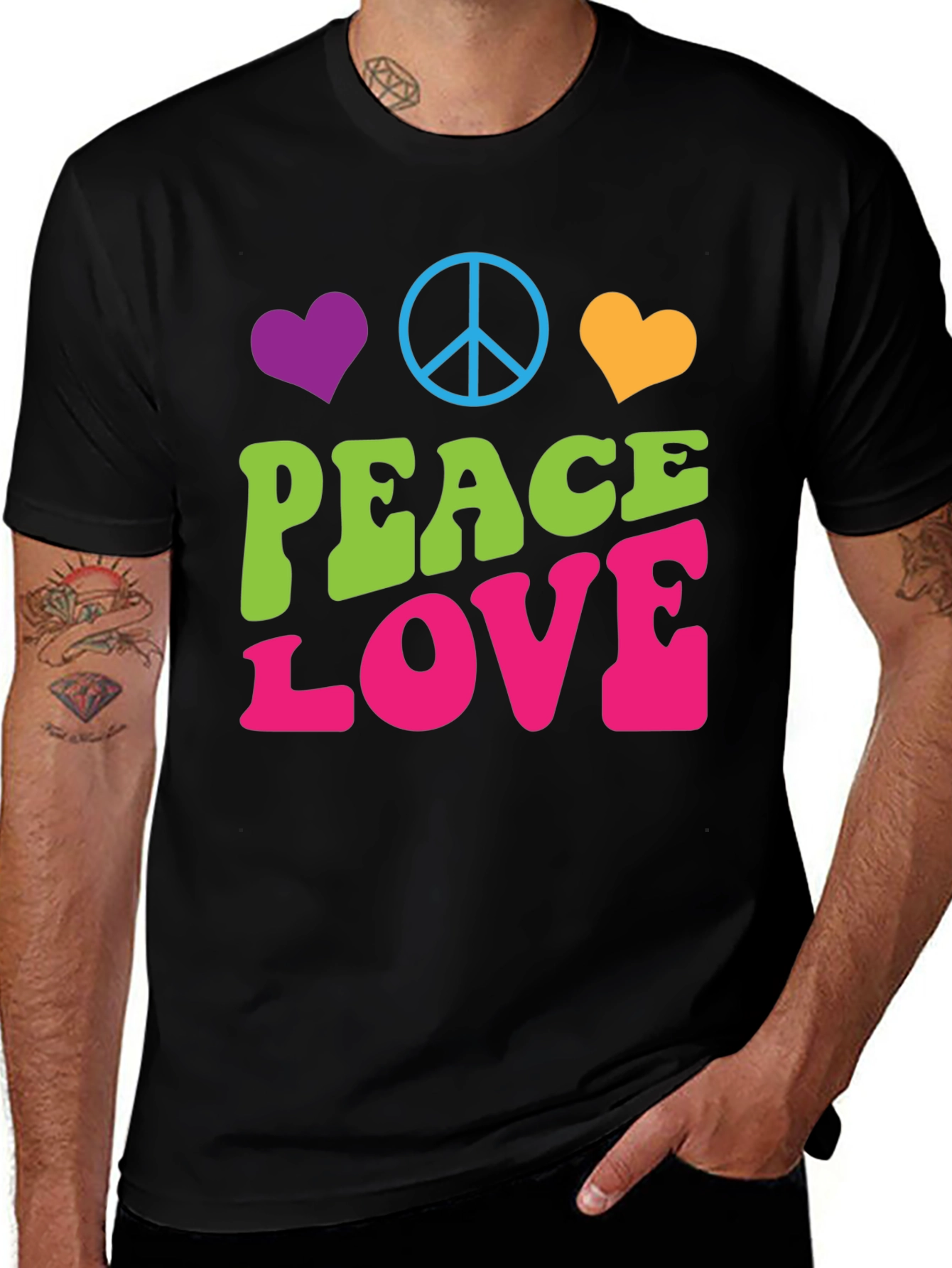 Variant 12 of Peace & Love Graphic Tee - Retro Style