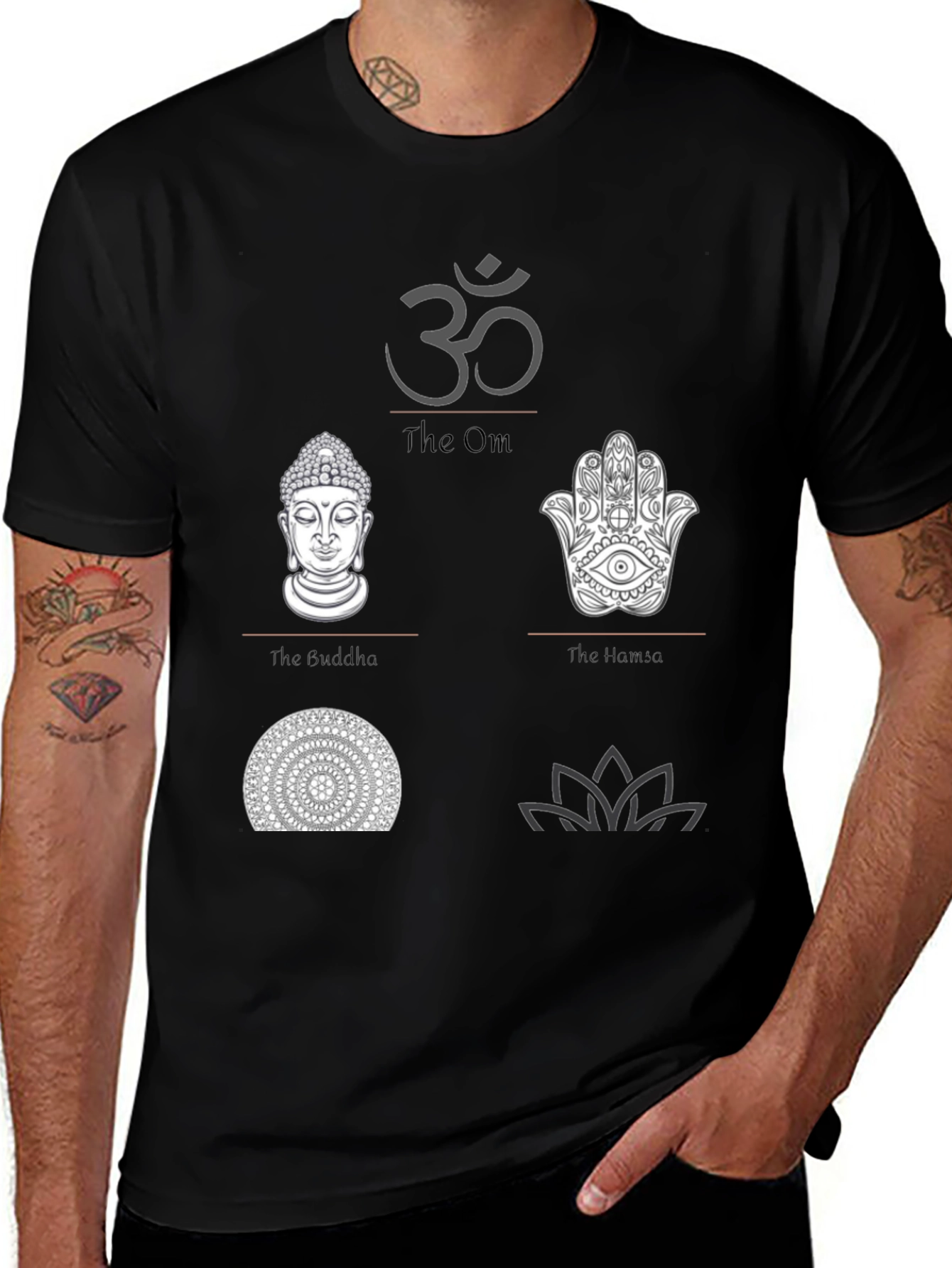Variant 14 of Spiritual Symbol Graphic Print Black T-Shirt