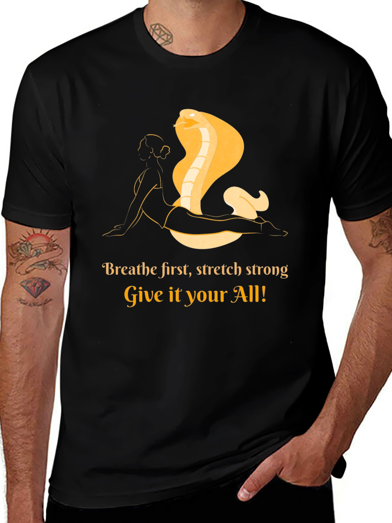 Variant 10 of Yoga Cobra Pose Graphic Tee - Breathe, Stretch, All In!