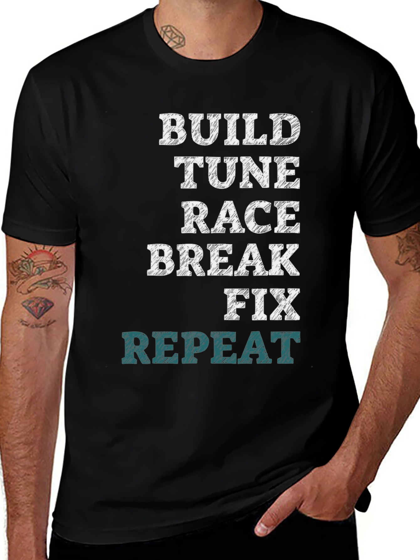 Variant 29 of Build Tune Race Repeat T-Shirt