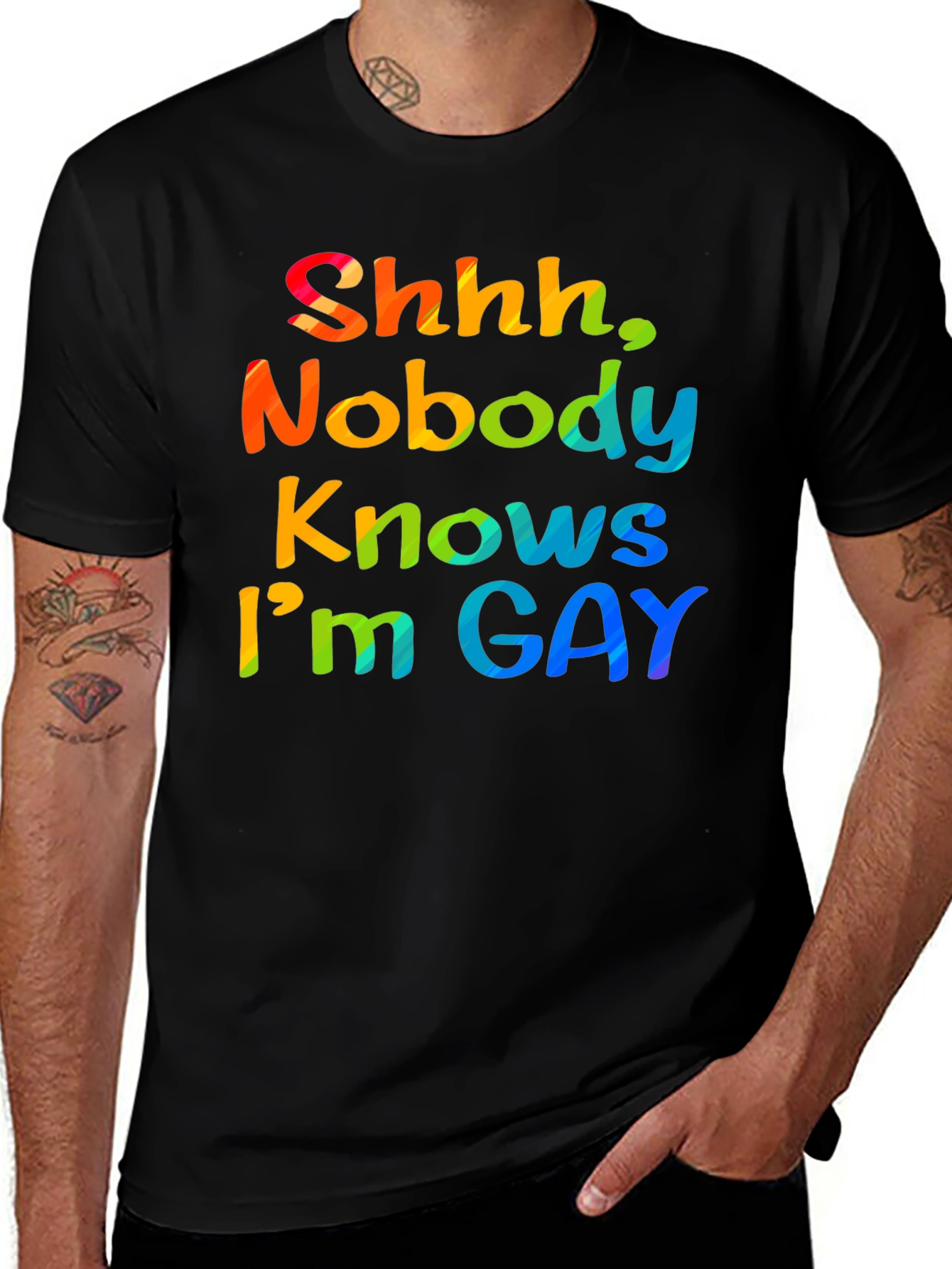 Variant 9 of Shhh Nobody Knows I'm Gay T-Shirt