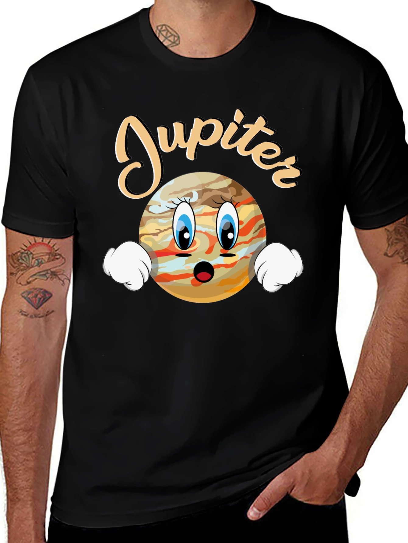 Jupiter Cartoon Graphic Black T-Shirt