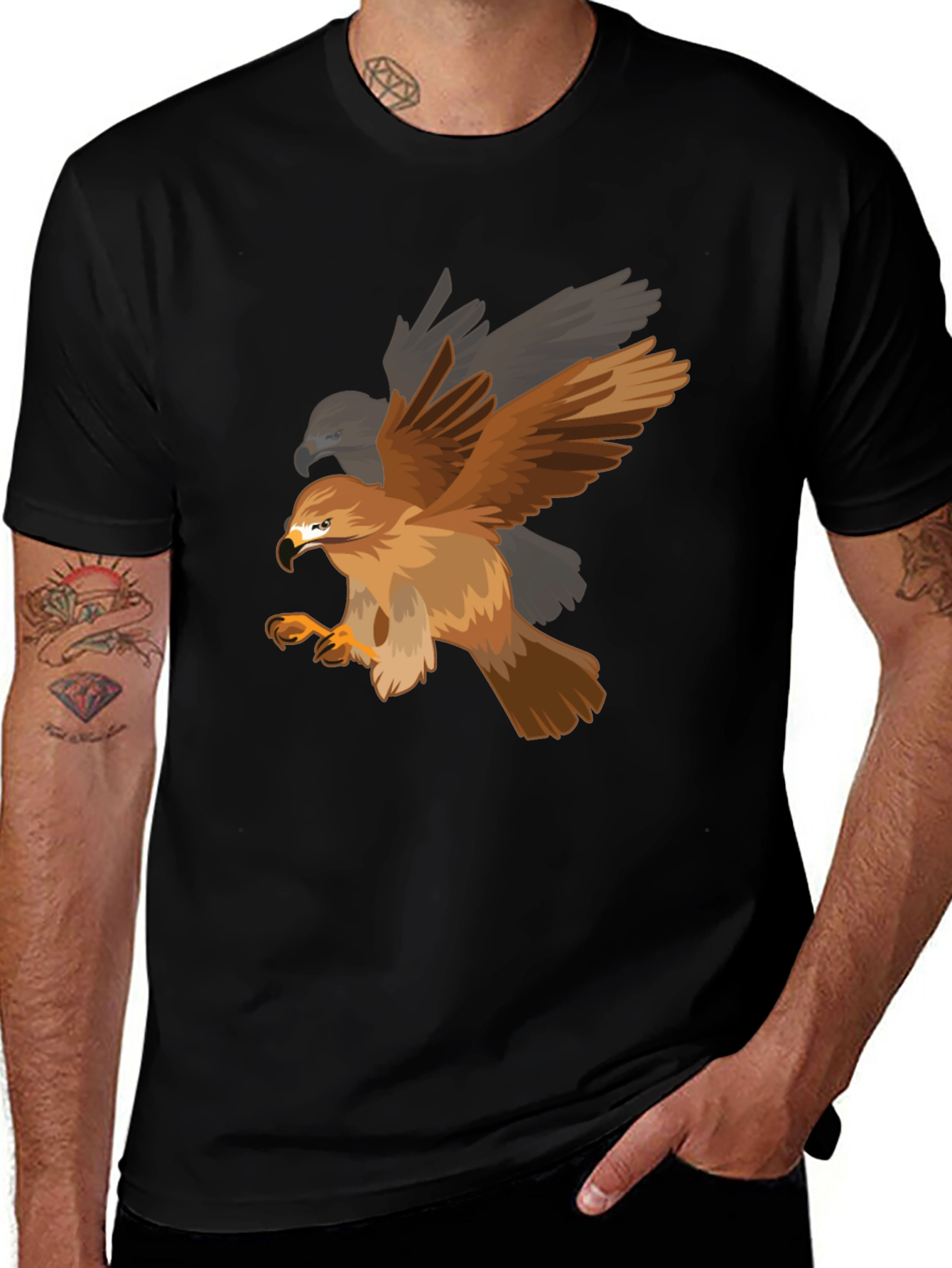 Variant 13 of Men's Eagle Graphic Print Black T-Shirt