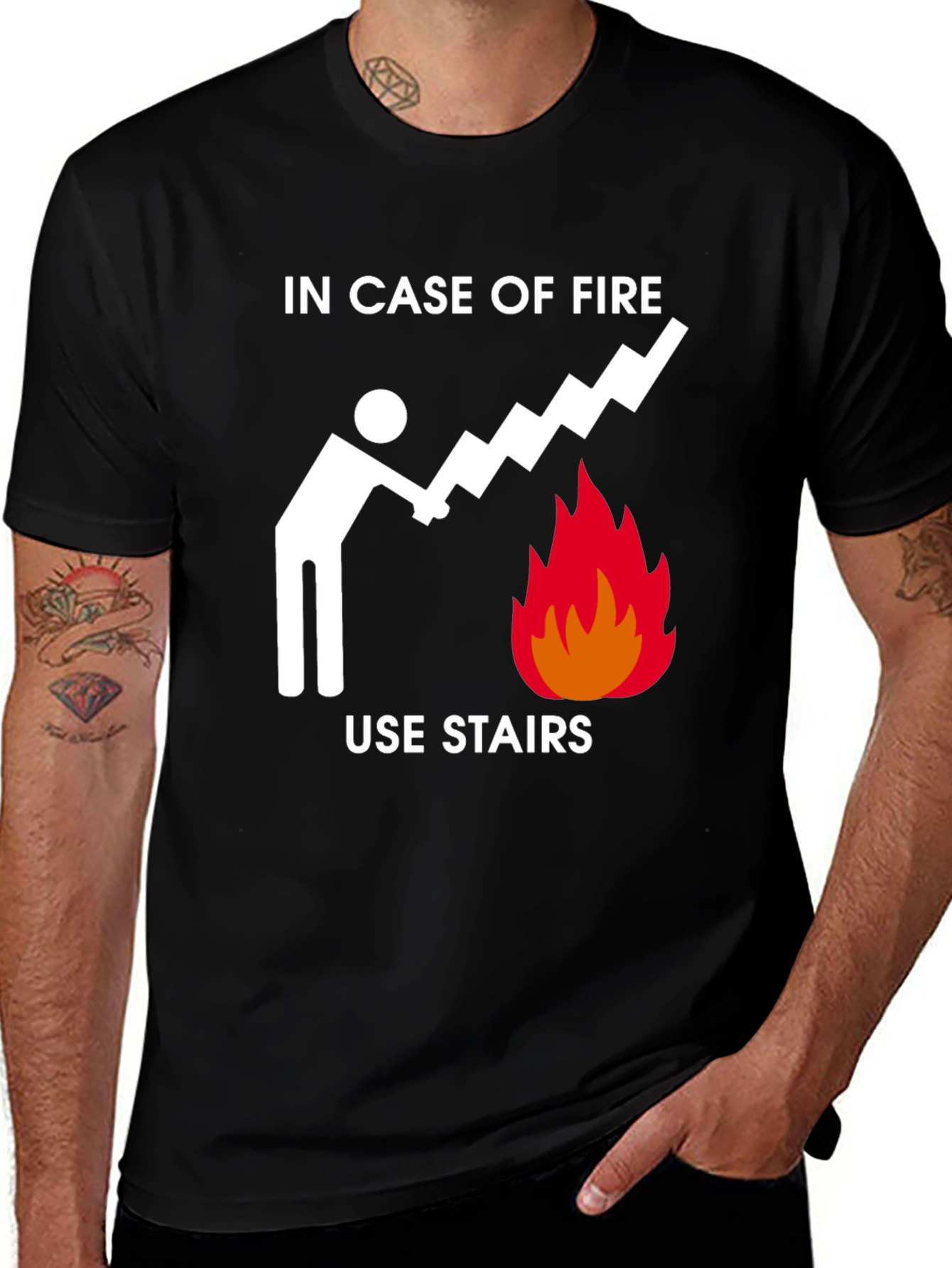 Variant 17 of In Case of Fire Use Stairs Funny Graphic Tee