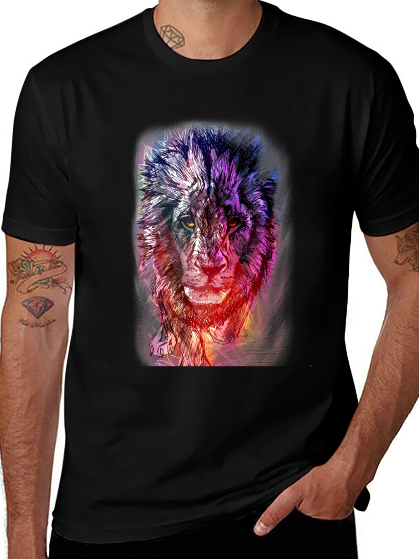Variant 20 of Lion Art T-Shirt - Abstract Graphic Tee