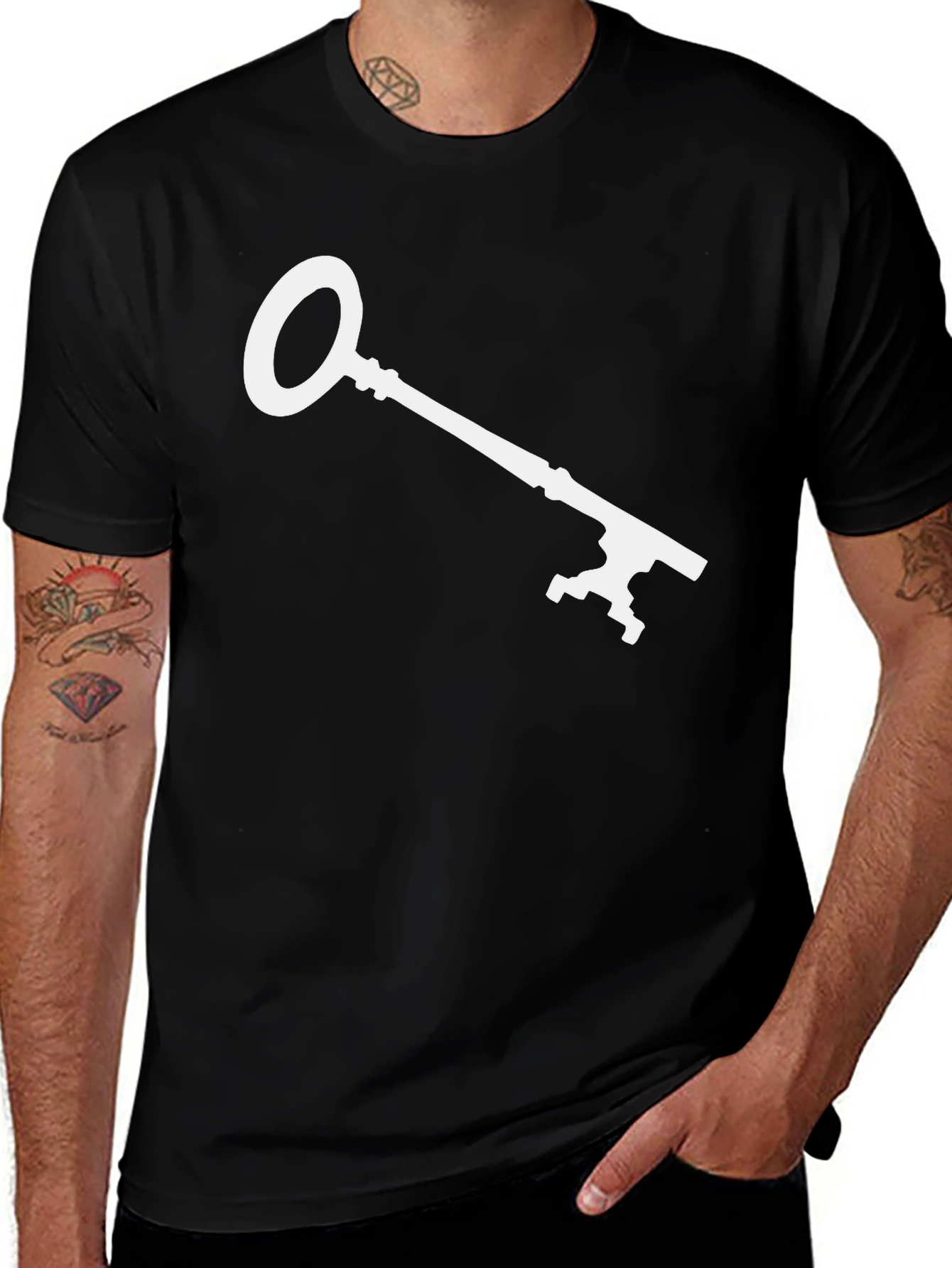 Skeleton Key Graphic Tee - Black Cotton Comfort