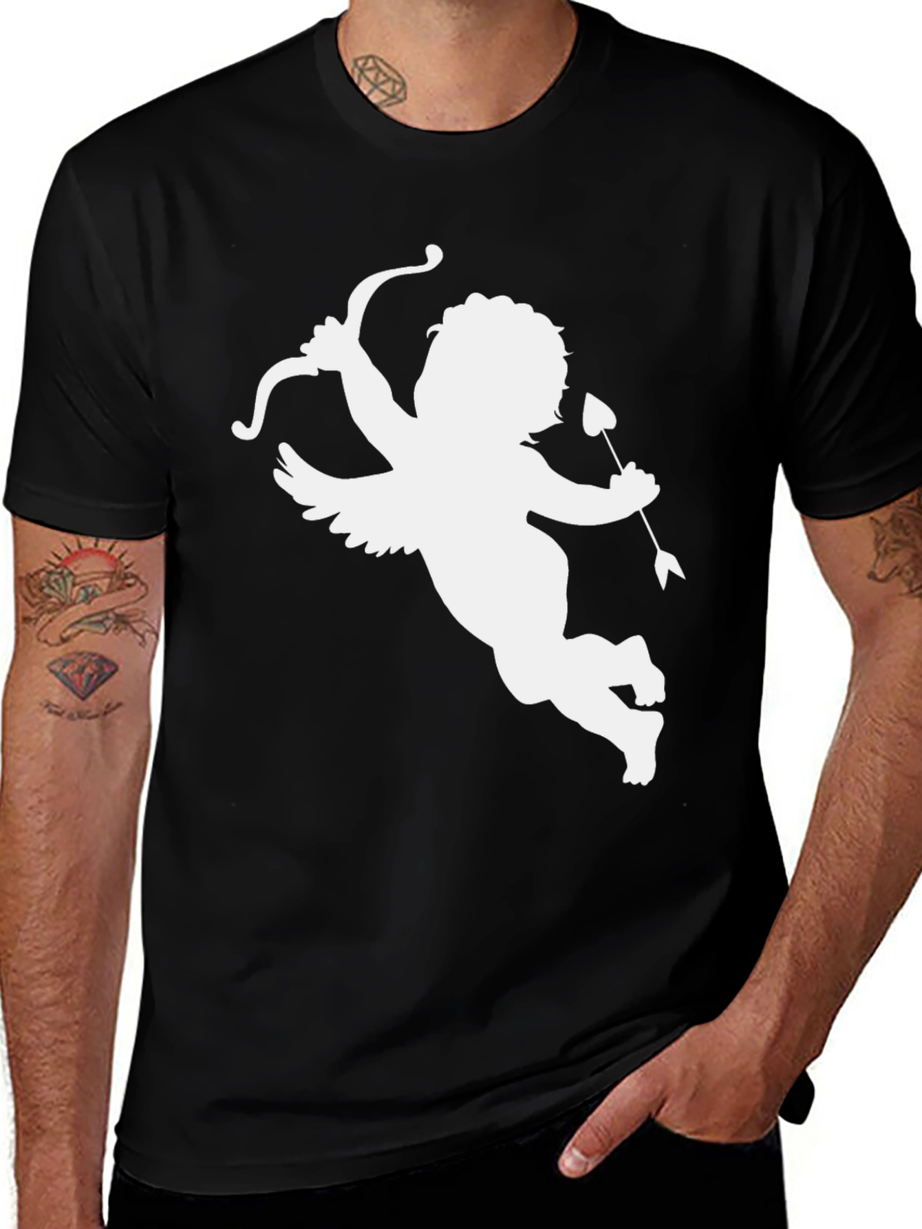 Variant 4 of Cupid Graphic T-Shirt - Black Valentine's Day Tee