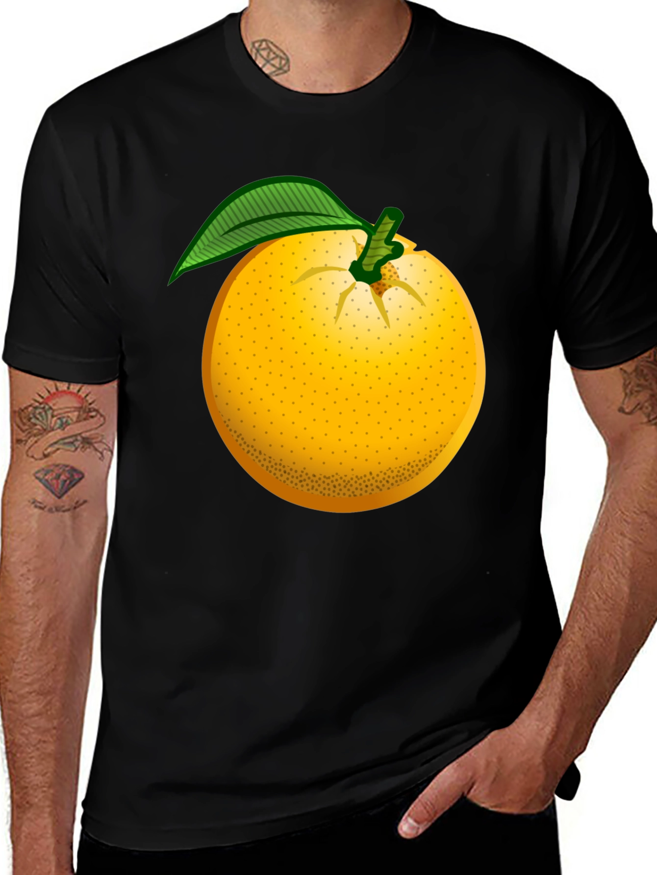 Variant 14 of Orange Fruit Graphic Black T-Shirt
