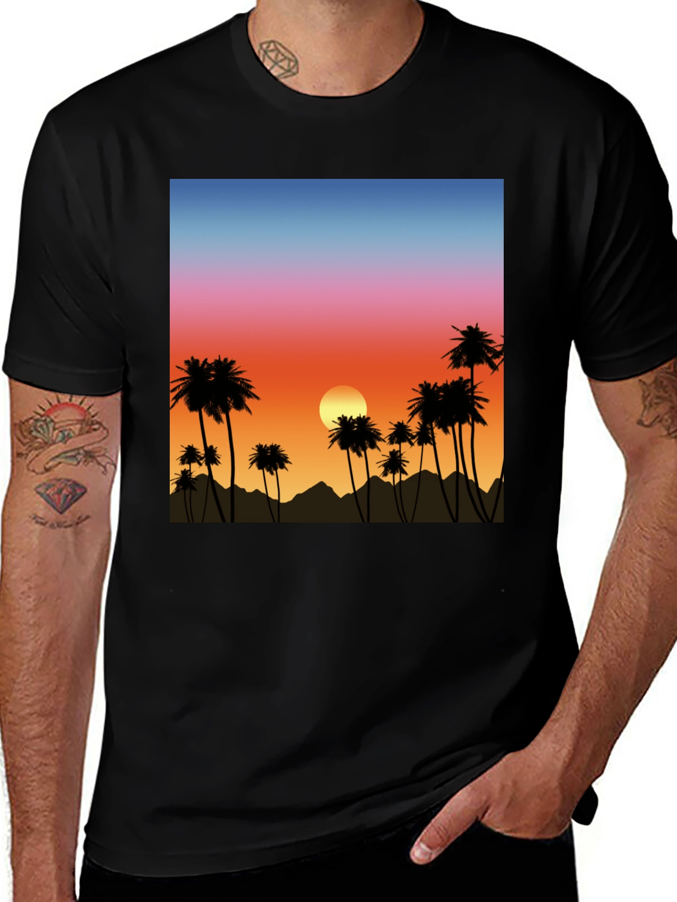 Variant 20 of Sunset Palm Tree Graphic Tee