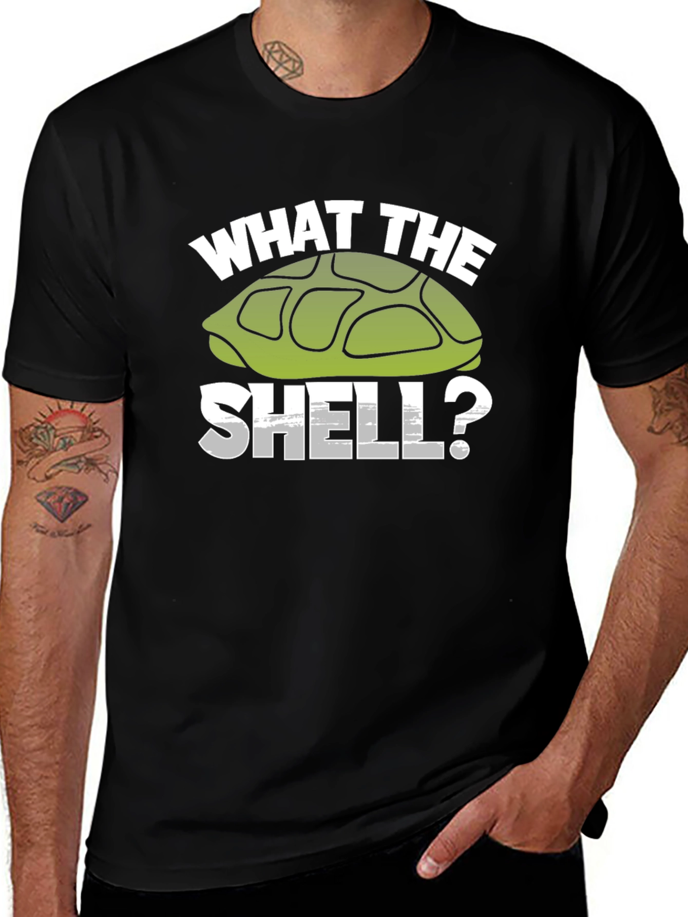 Black What the Shell? Turtle Graphic T-Shirt main image