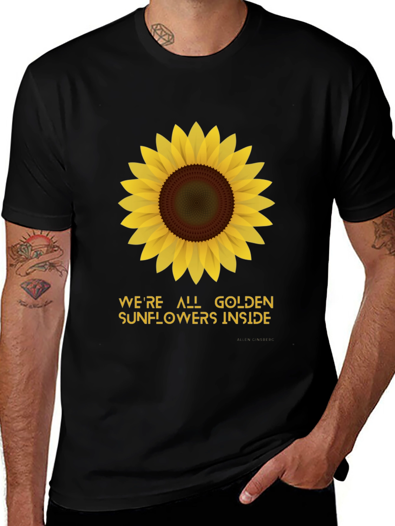 Golden Sunflower Graphic Tee - Black Unisex Shirt