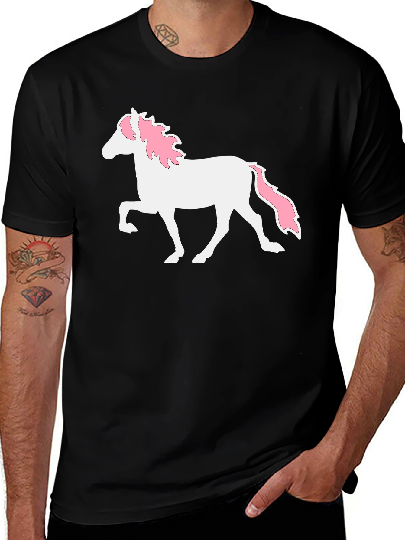 Variant 10 of Unicorn Graphic Print Black T-Shirt