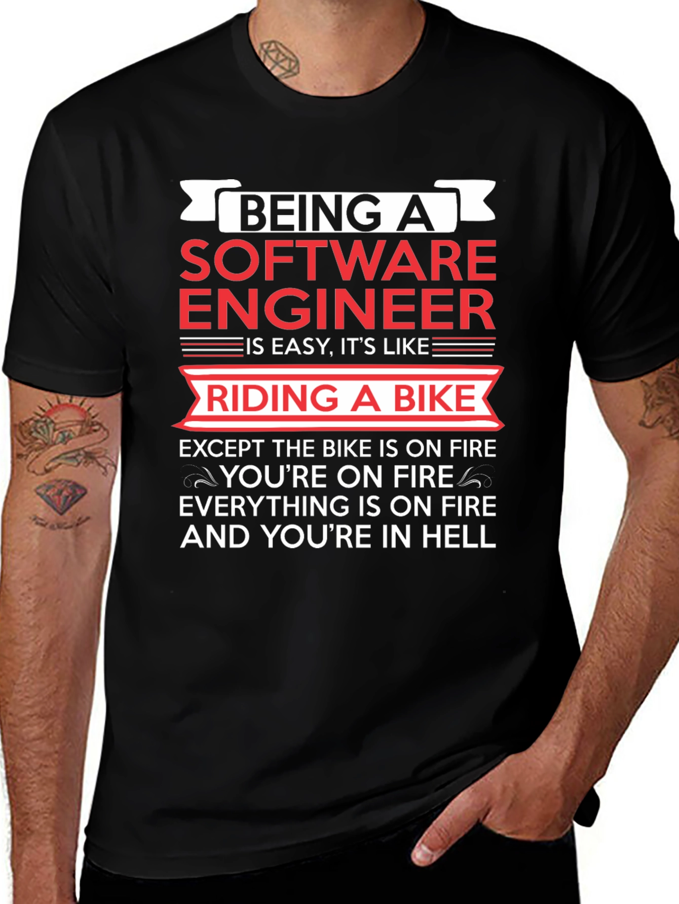 Variant 21 of Software Engineer Bike On Fire Graphic Tee