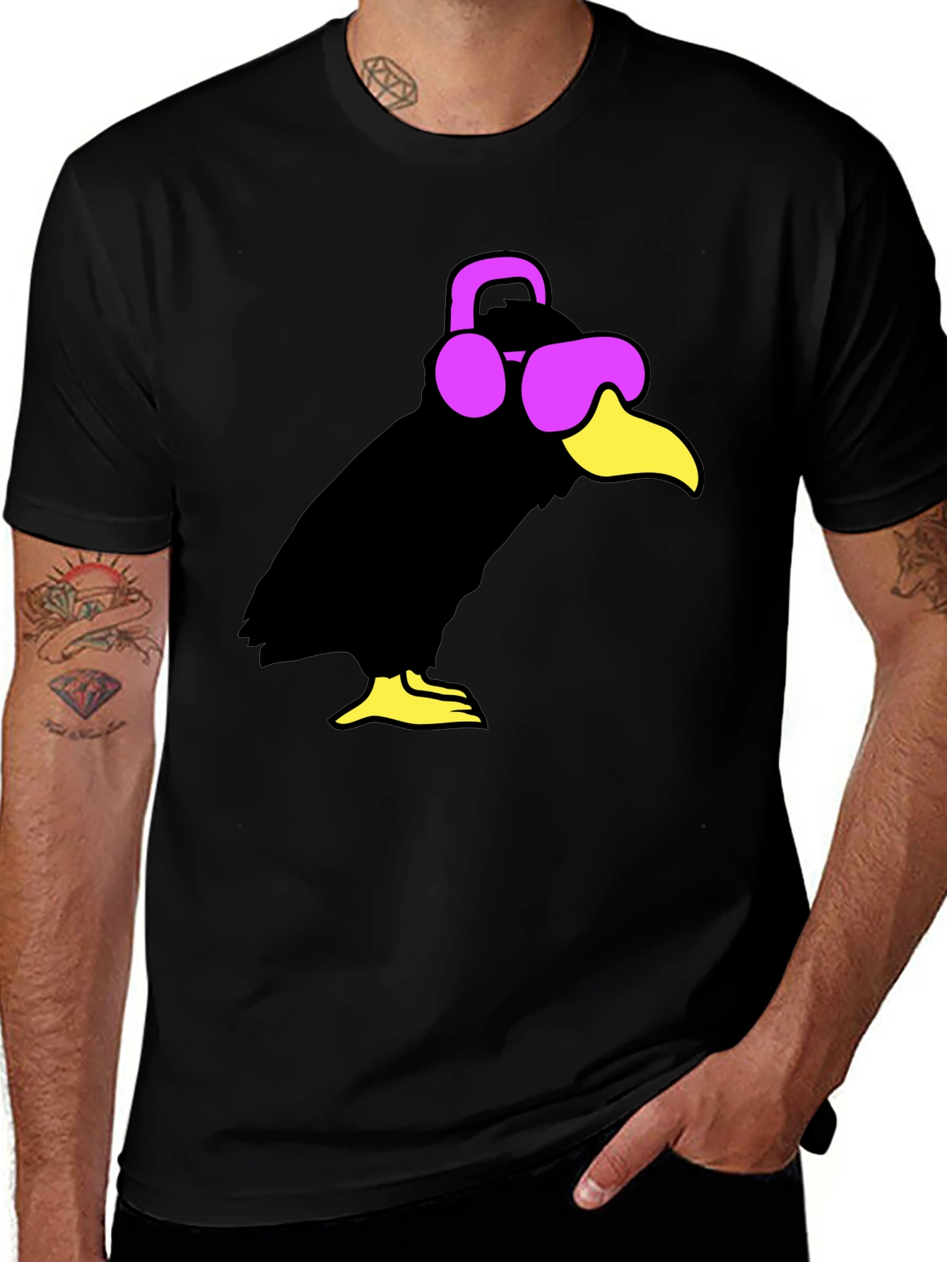 Variant 27 of Cool Crow Graphic Tee - Black Cotton T-Shirt