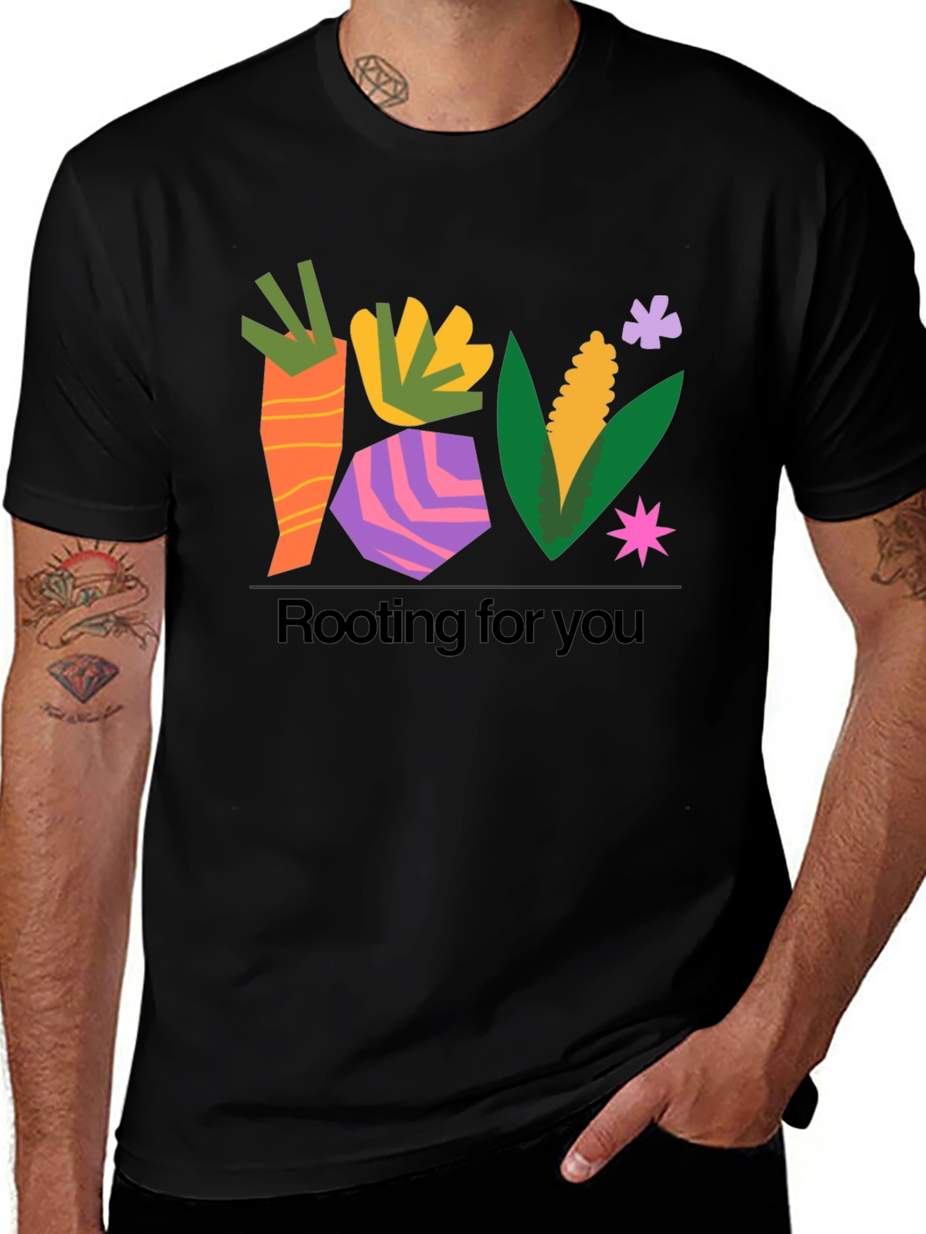 Variant 3 of Rooting For You Graphic Tee - Black Cotton T-Shirt