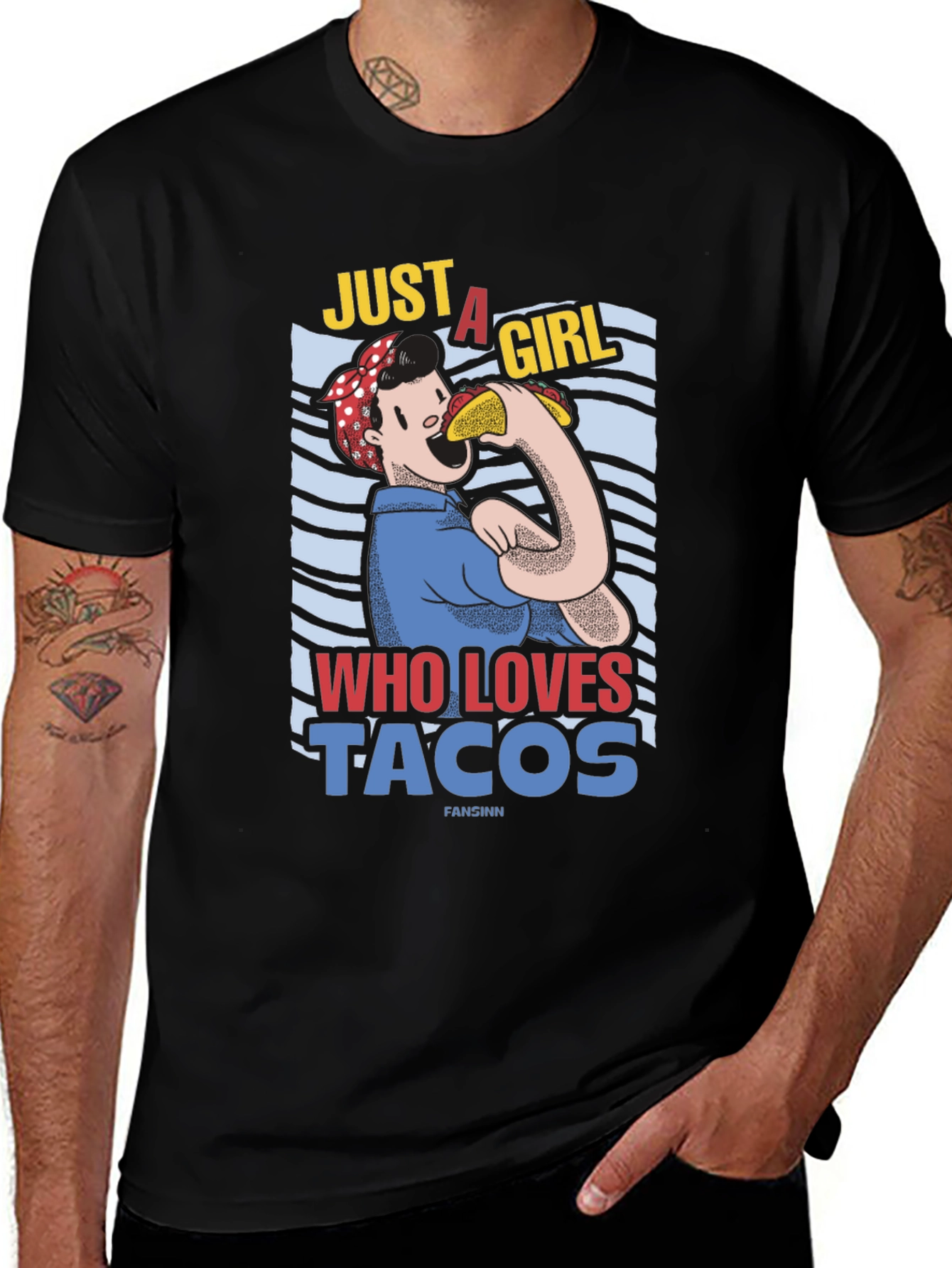 Variant 14 of Just A Girl Who Loves Tacos Graphic T-Shirt