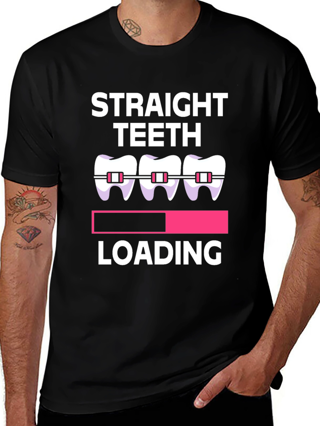 Straight Teeth Loading Graphic Tee - Black