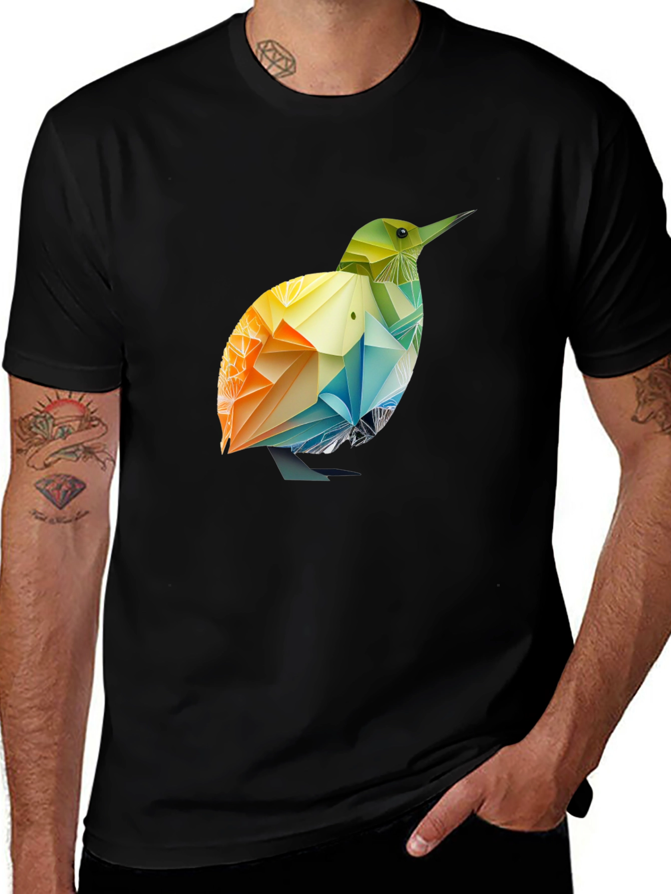 Geometric Bird T-Shirt - Black
