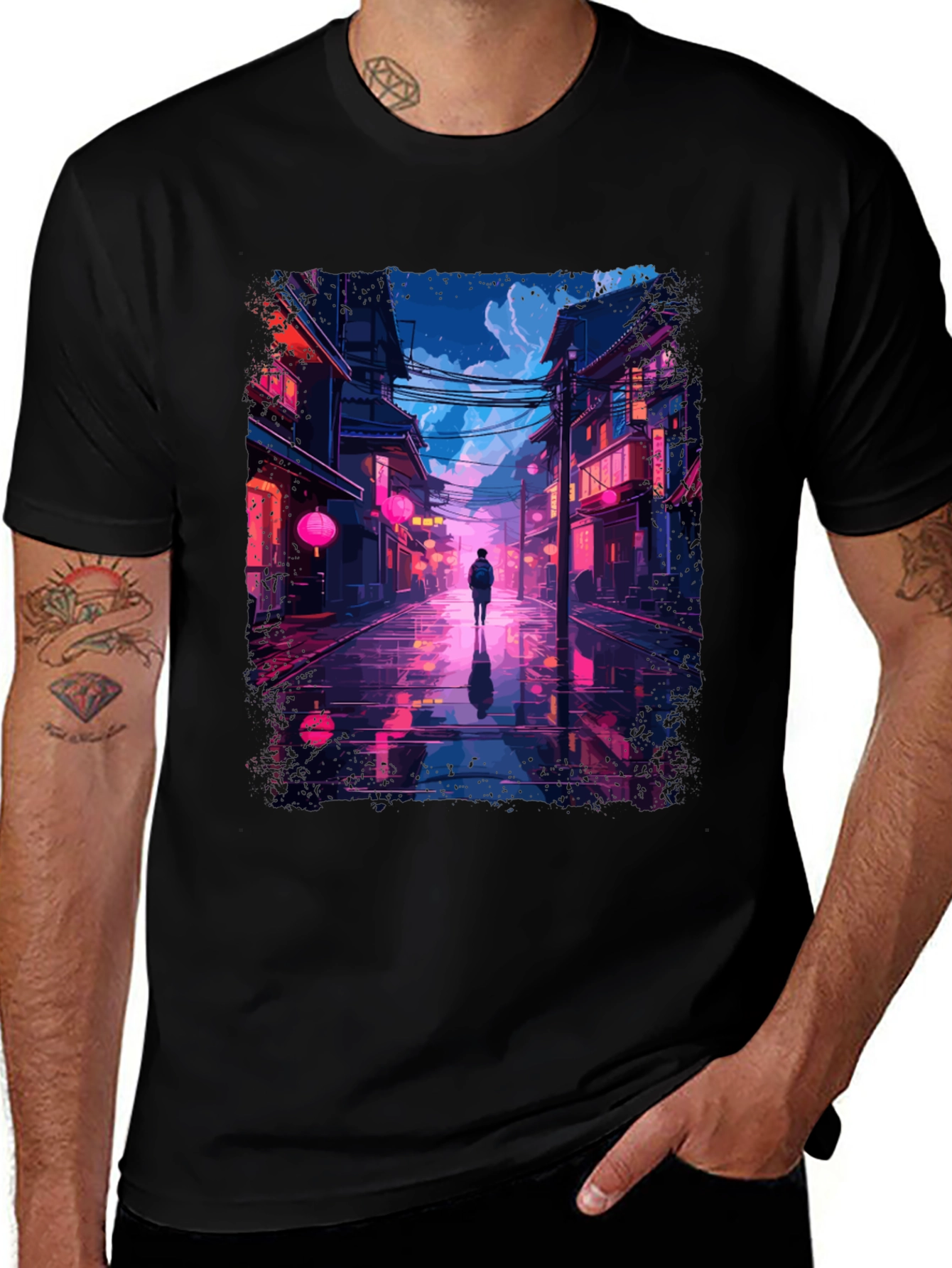 Variant 29 of Neon Cityscape T-Shirt - Stylish Streetwear
