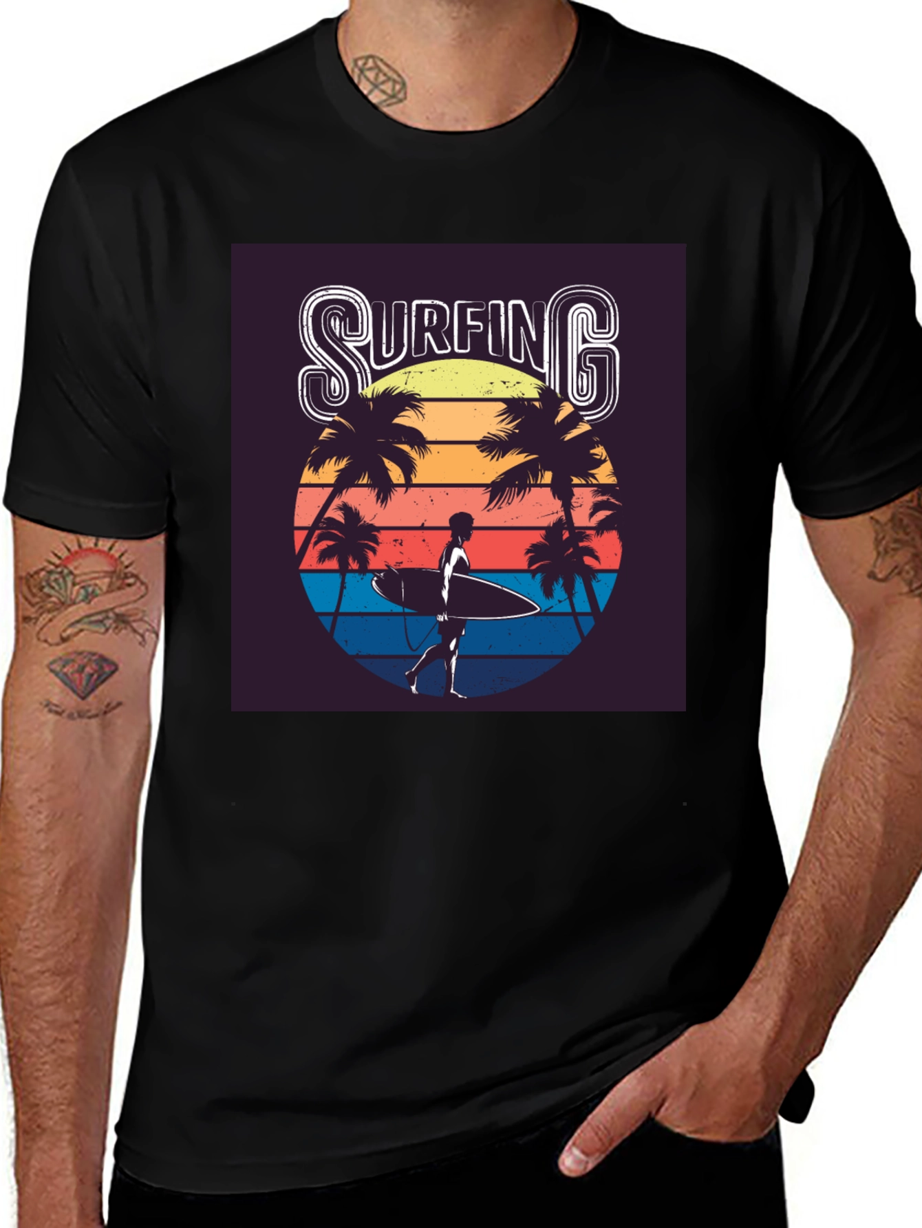 Variant 12 of Retro Surfing Graphic Tee - Black