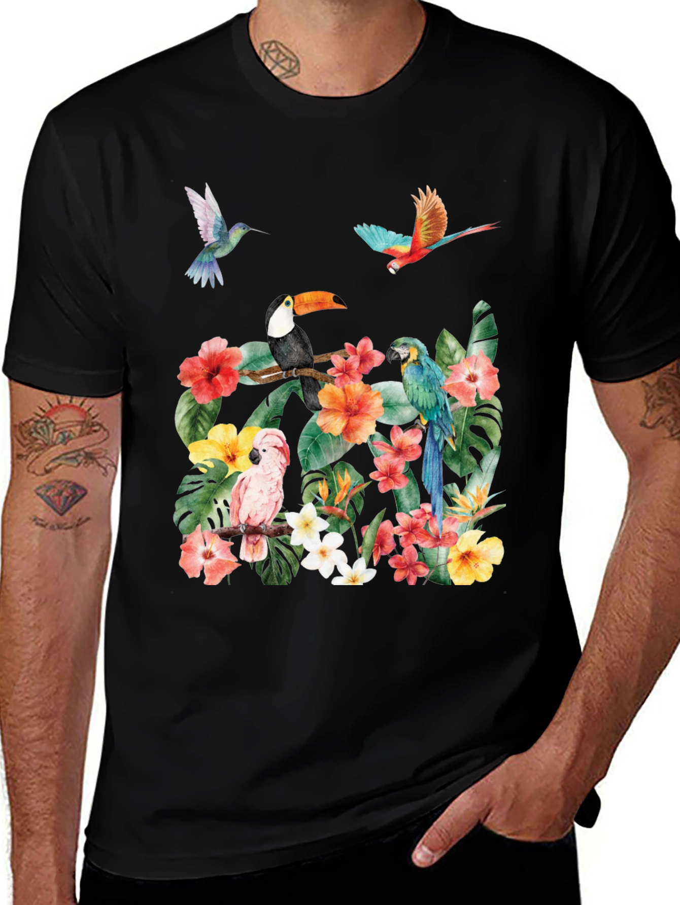 Variant 20 of Tropical Bird & Floral Print T-Shirt