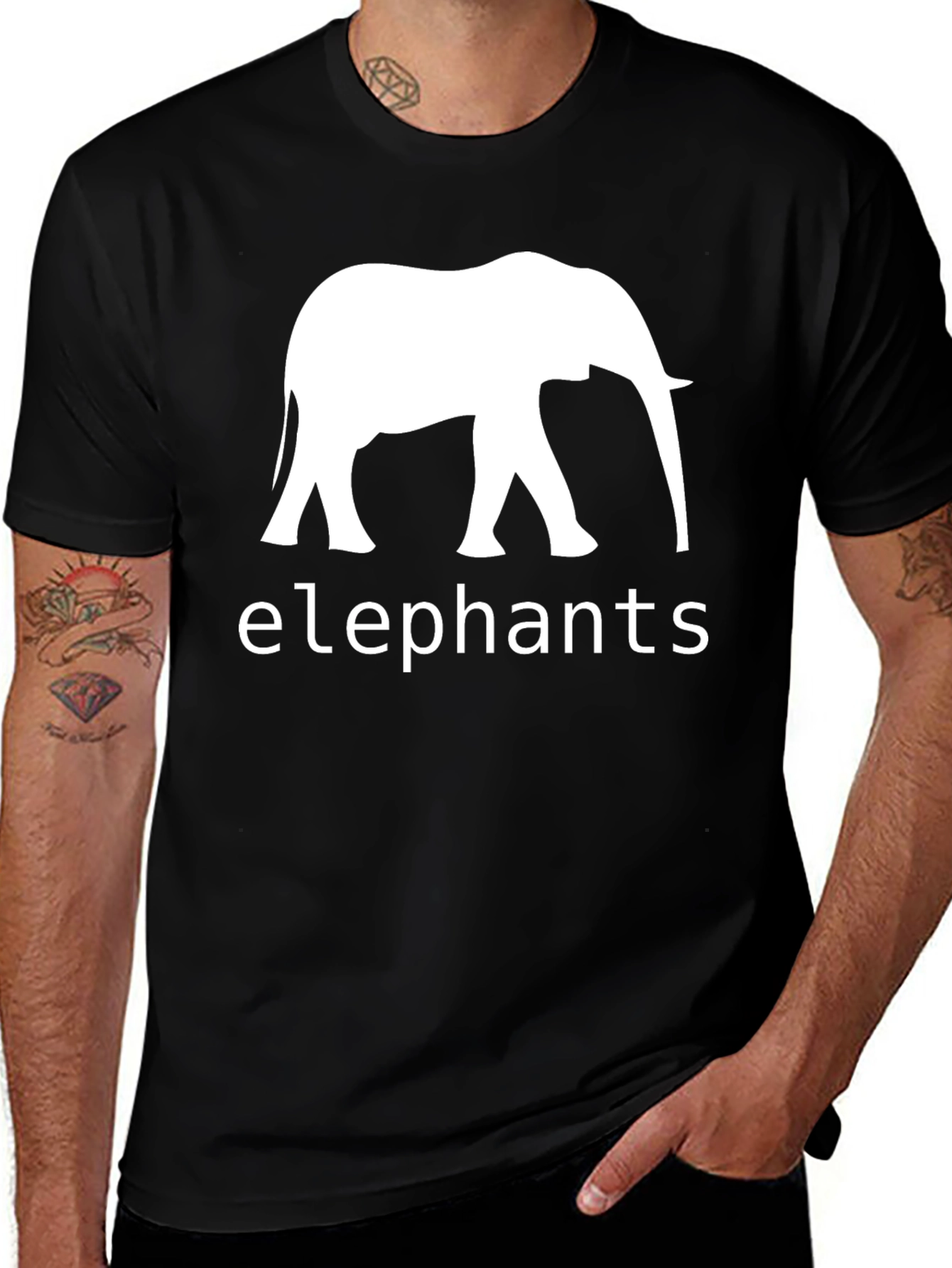 Variant 19 of Elephant Graphic Print Men's Black T-Shirt
