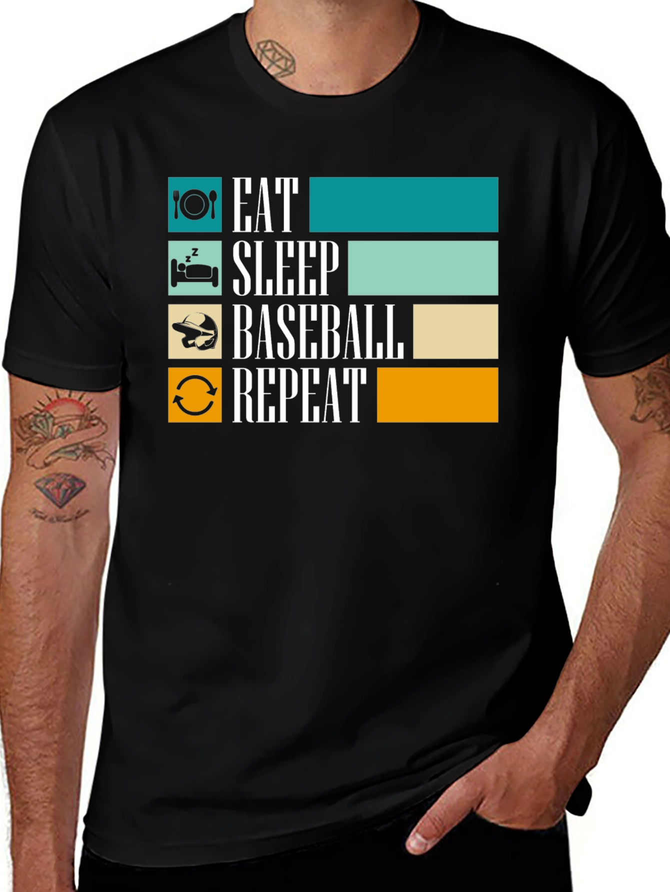 Variant 12 of Eat Sleep Baseball Repeat T-Shirt