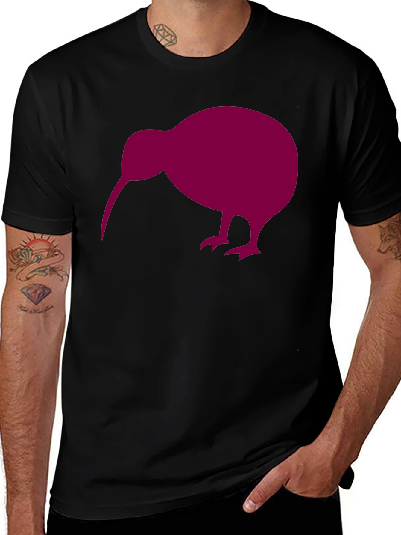 Variant 19 of Kiwi Bird Graphic Tee - Casual Black T-Shirt