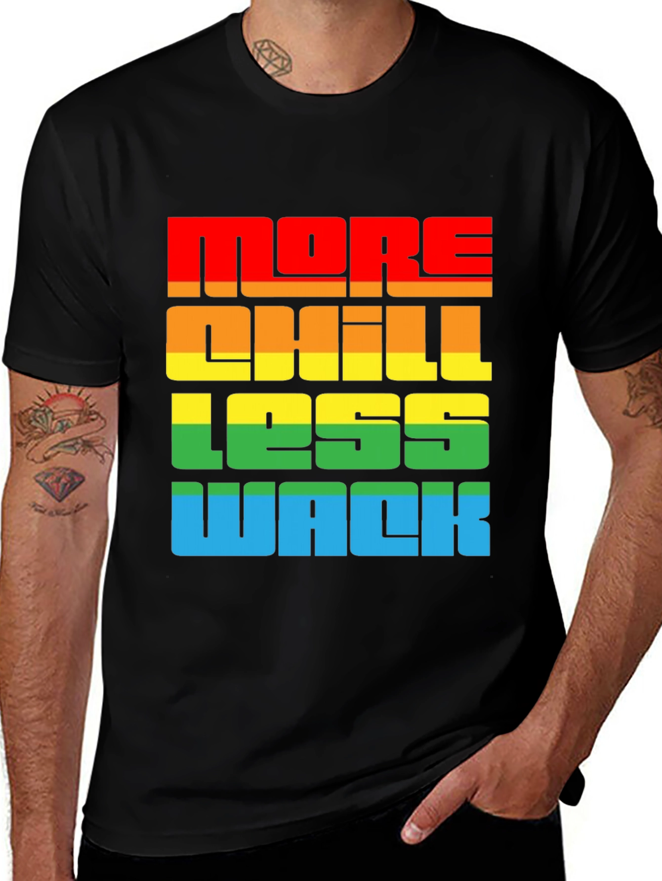Variant 26 of More Chill Less Wack Graphic Tee - Colorful Streetwear
