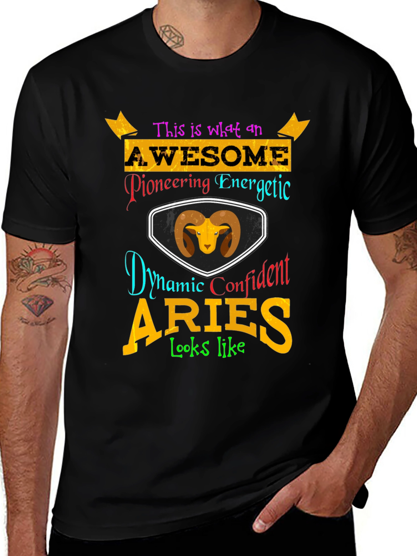 Aries Zodiac T-Shirt - Awesome, Energetic, Confident Design