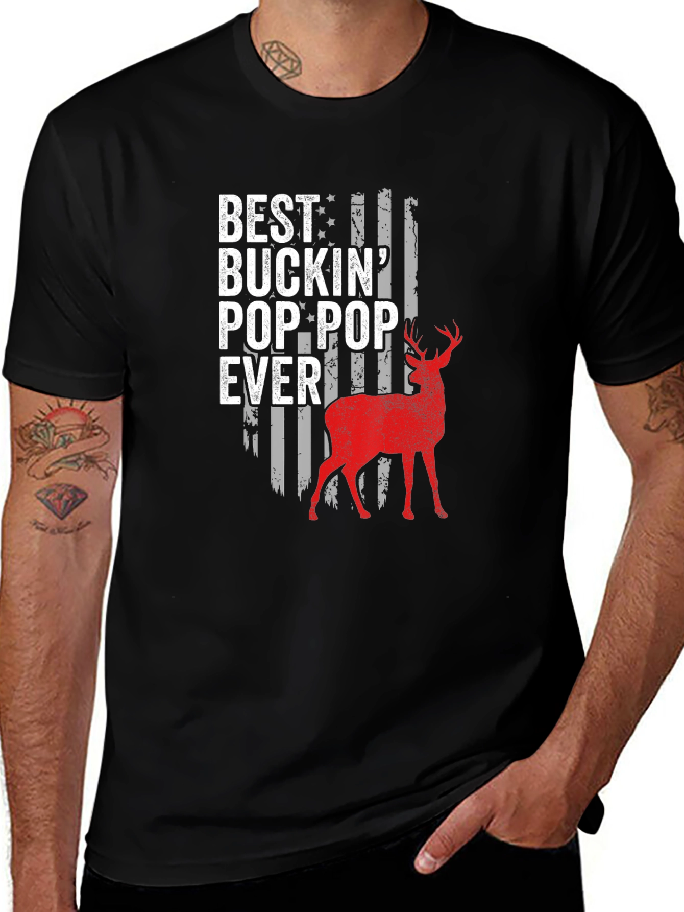 Best Buckin' Pop-Pop Ever Black T-Shirt