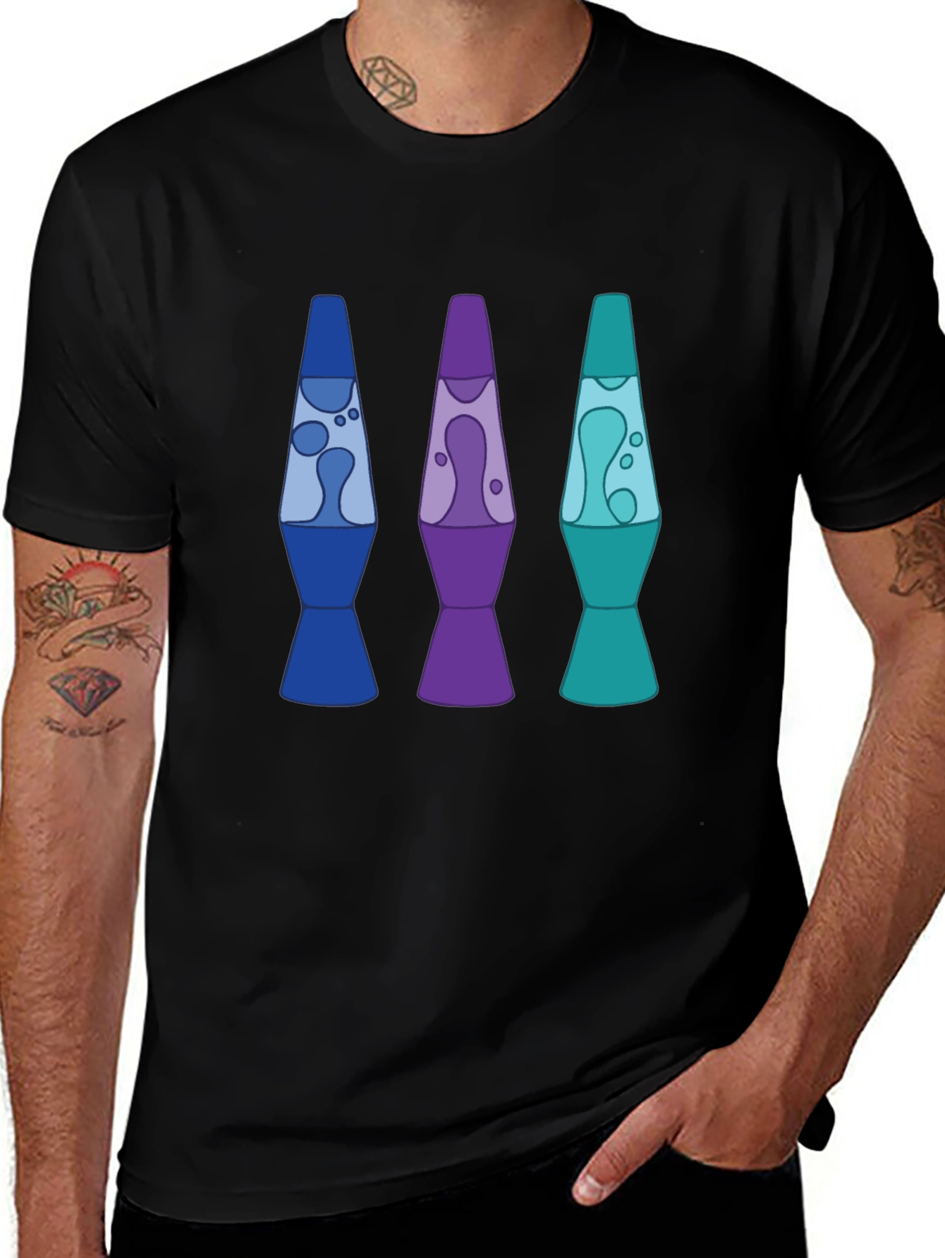 Variant 19 of Retro Lava Lamp Graphic Tee - Men's Black T-Shirt