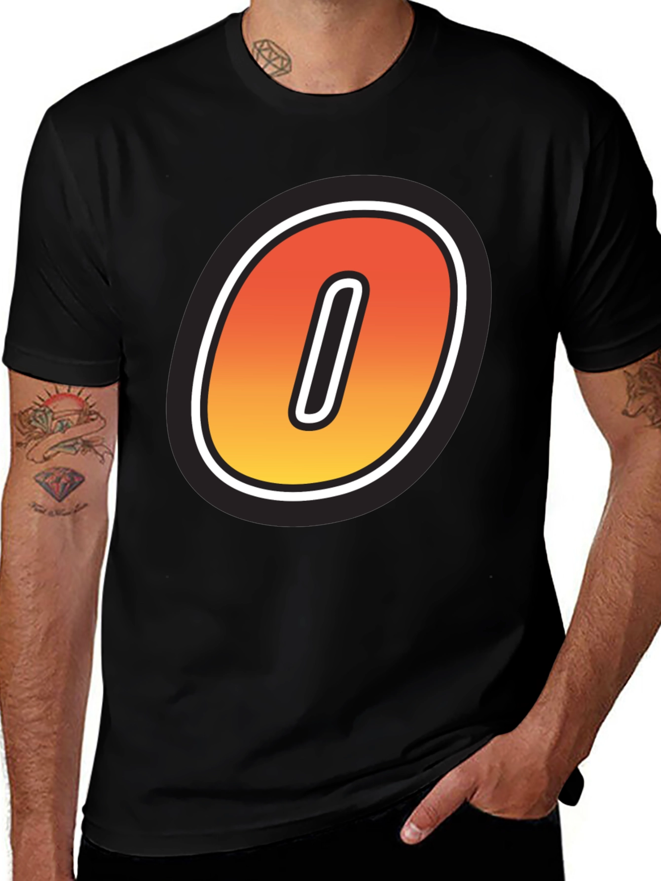 Variant 18 of Stylish Black T-Shirt with Bold Number "0" Design