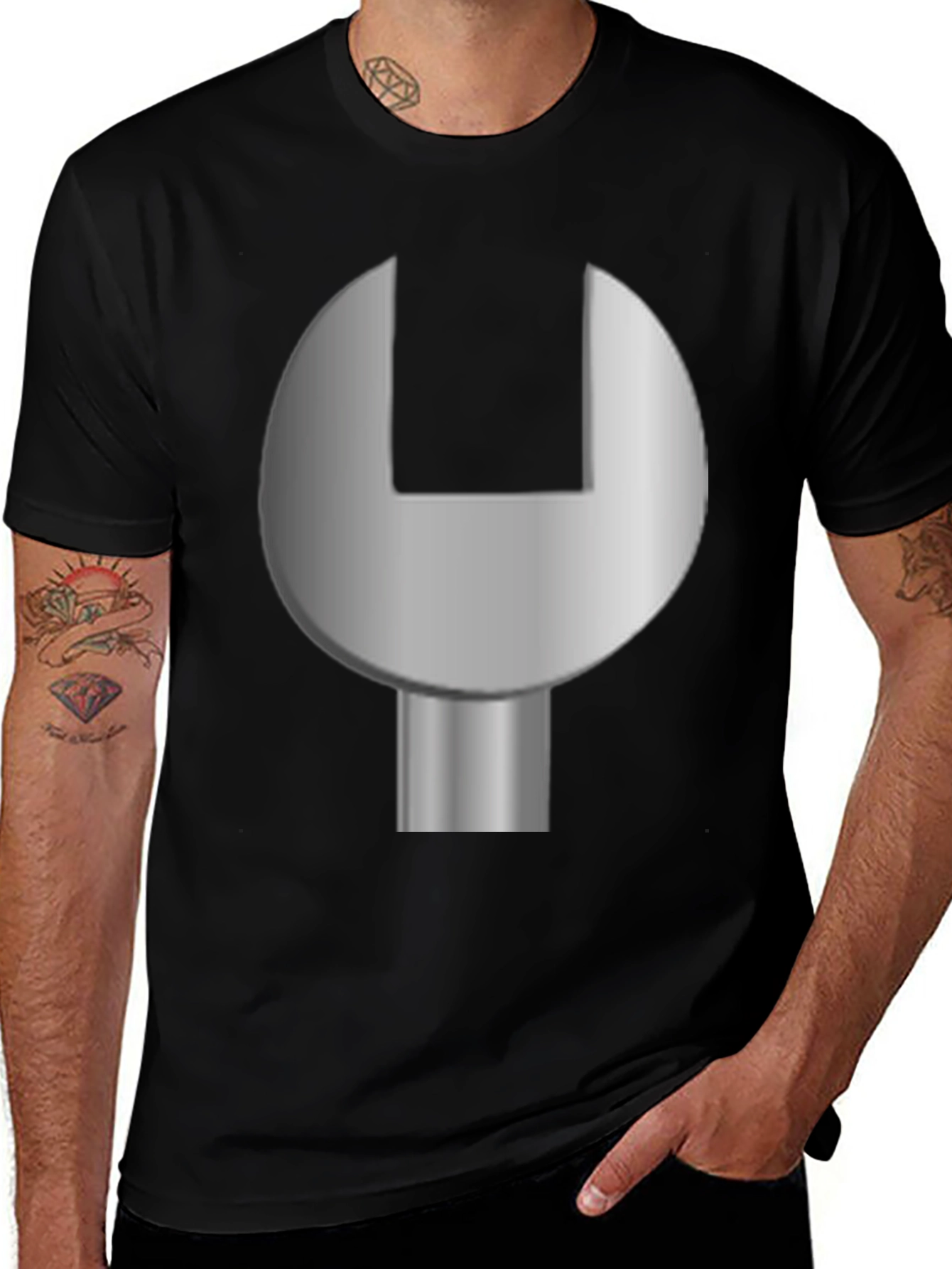 Variant 17 of Mechanic Wrench Graphic T-Shirt - Black Cotton Tee