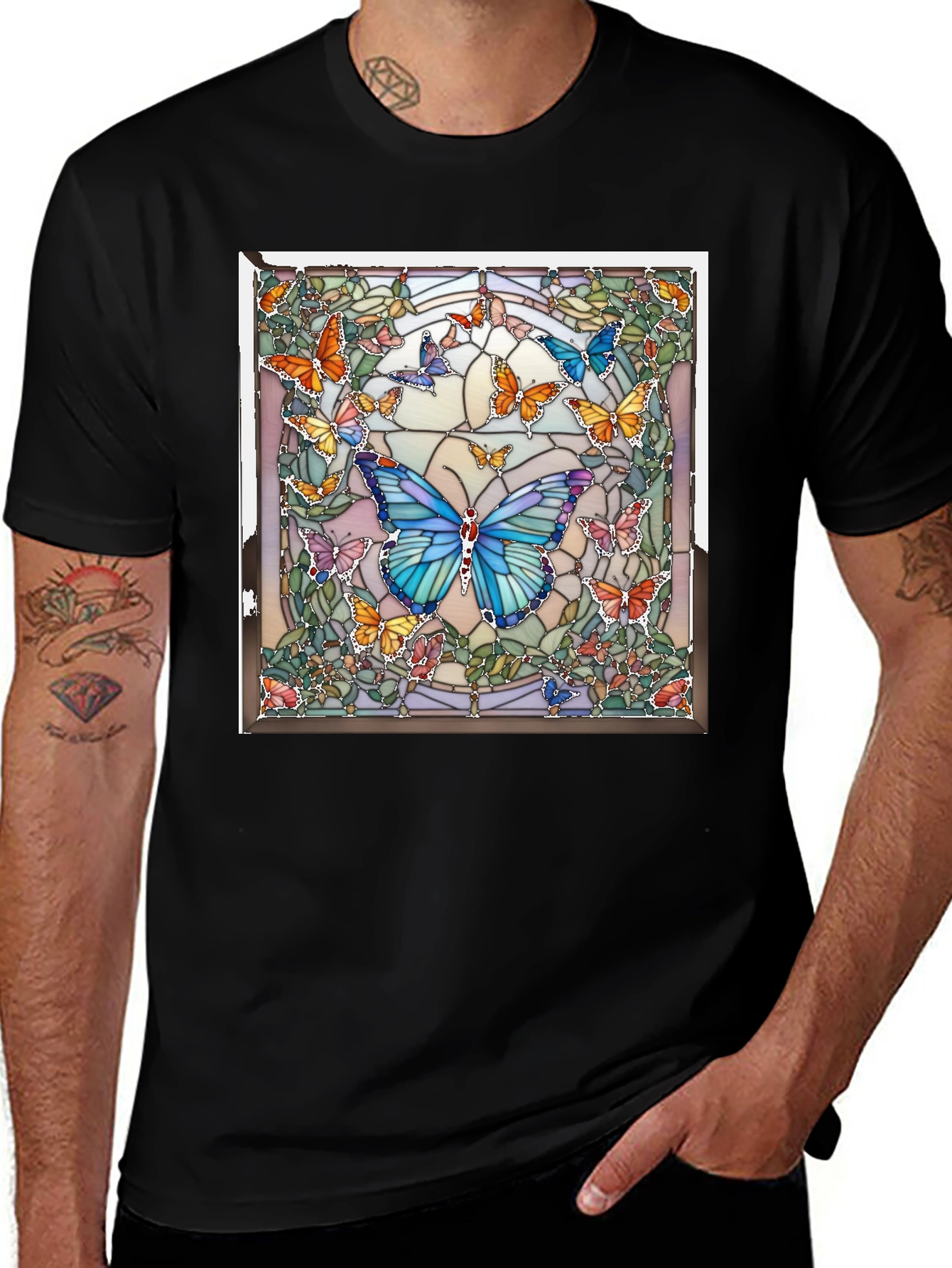 Variant 18 of Butterfly Stained Glass Graphic Tee - Unisex