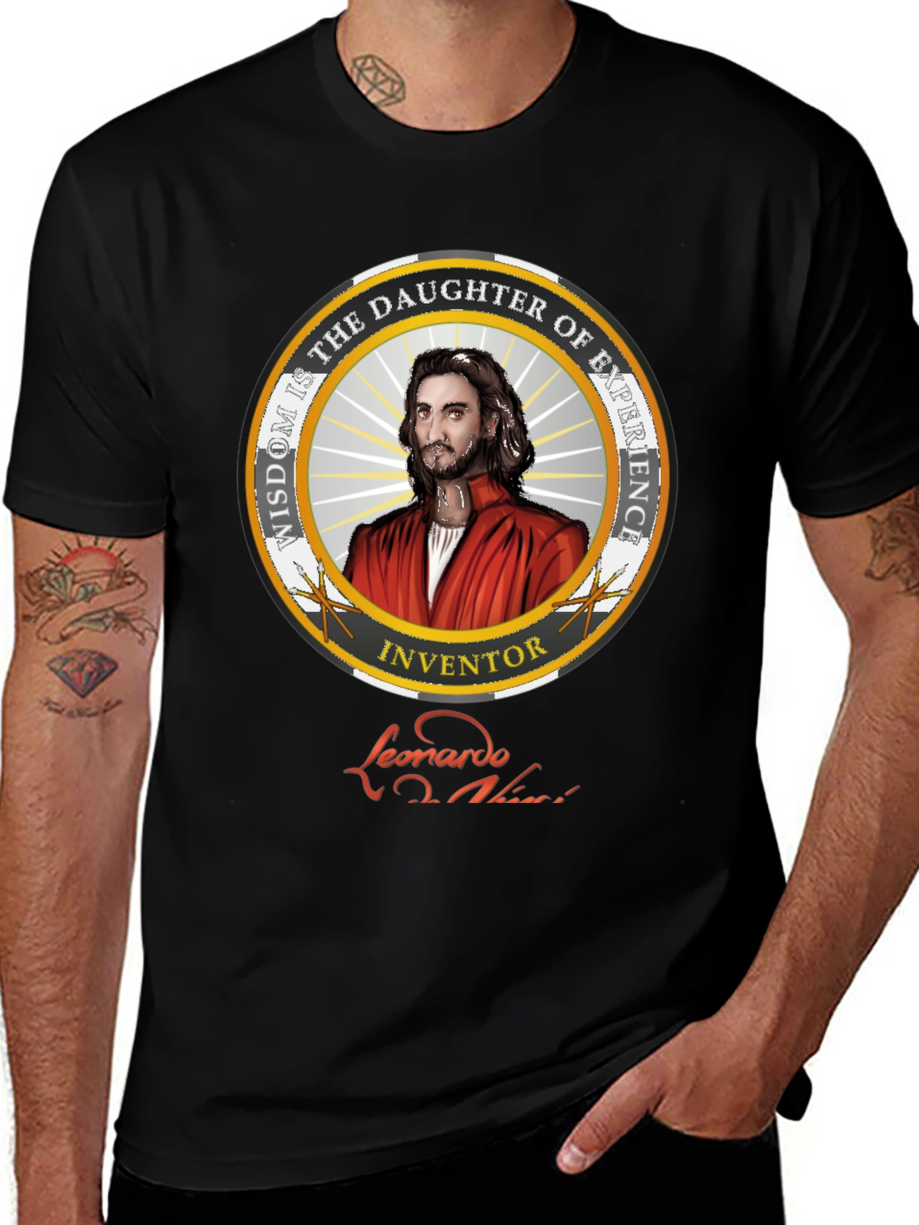 Leonardo Da Vinci Inventor T-Shirt - Wisdom is the Daughter of Experience