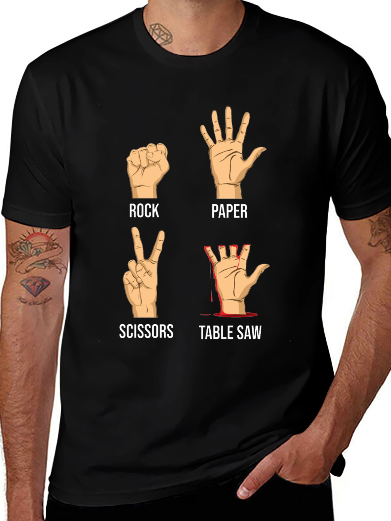 Rock Paper Scissors Table Saw T-Shirt