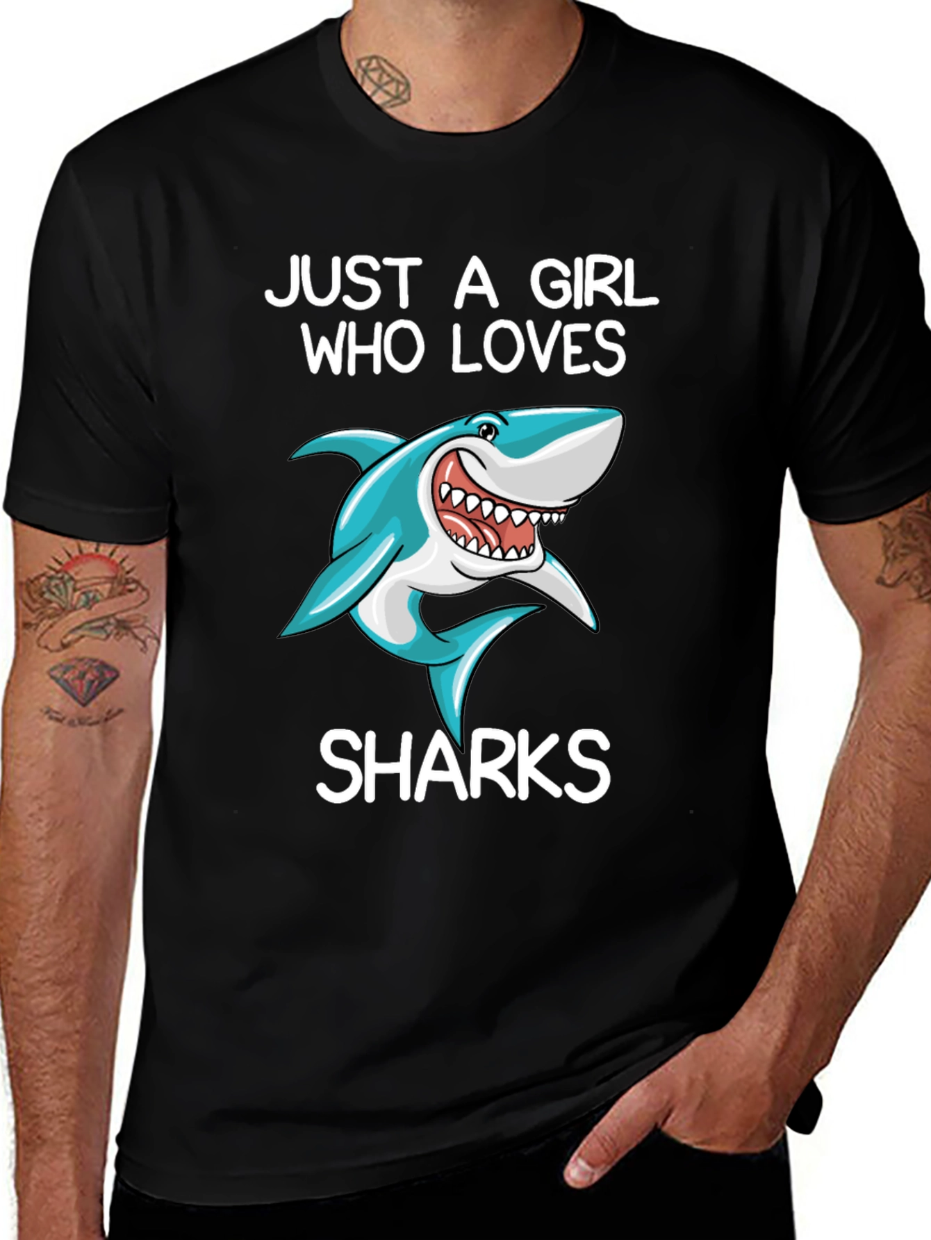 Variant 12 of Just a Girl Who Loves Sharks Graphic Tee