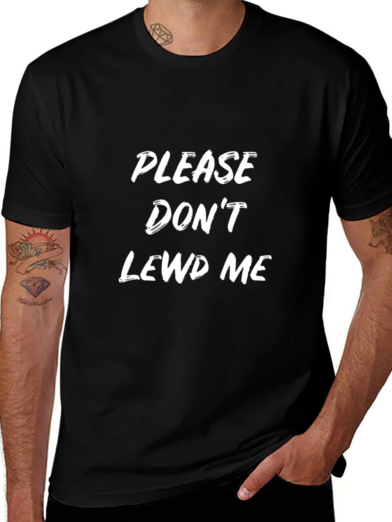 Variant 11 of Please Don't Lewd Me T-Shirt - Unisex Black Tee