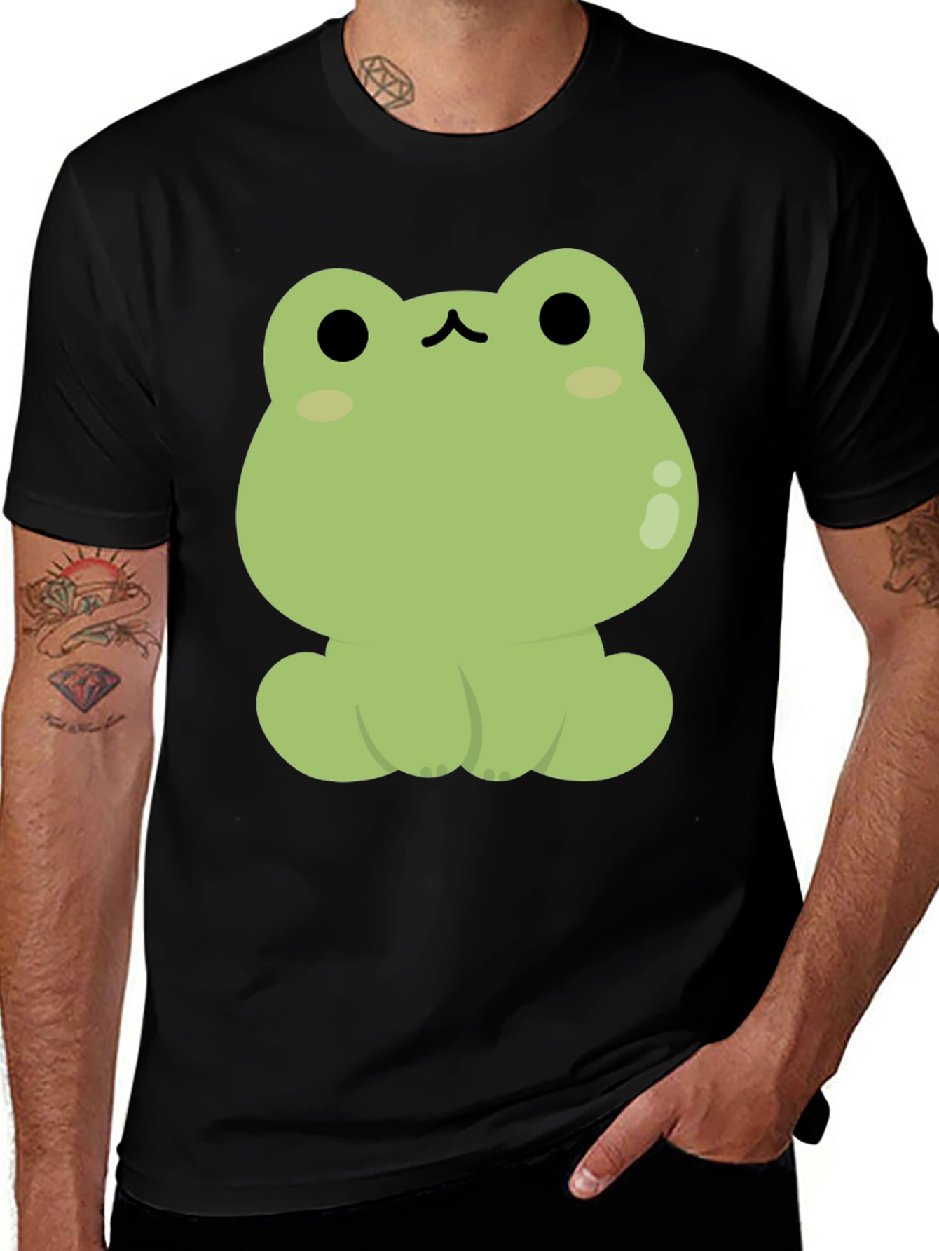 Variant 13 of Cute Frog Graphic Black T-Shirt