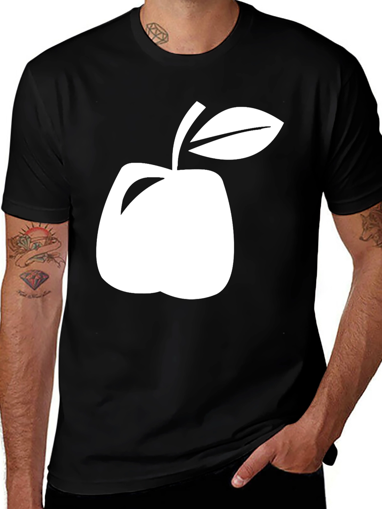 Variant 24 of Minimalist Apple Graphic Black T-Shirt
