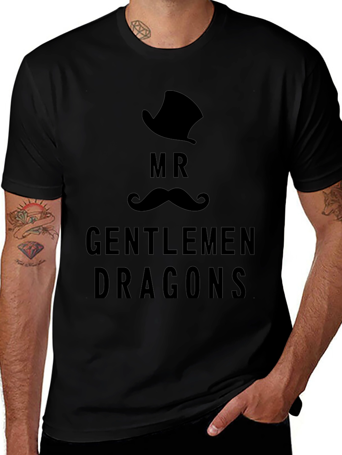 Variant 21 of Mr. Gentlemen Dragons Graphic Black T-Shirt