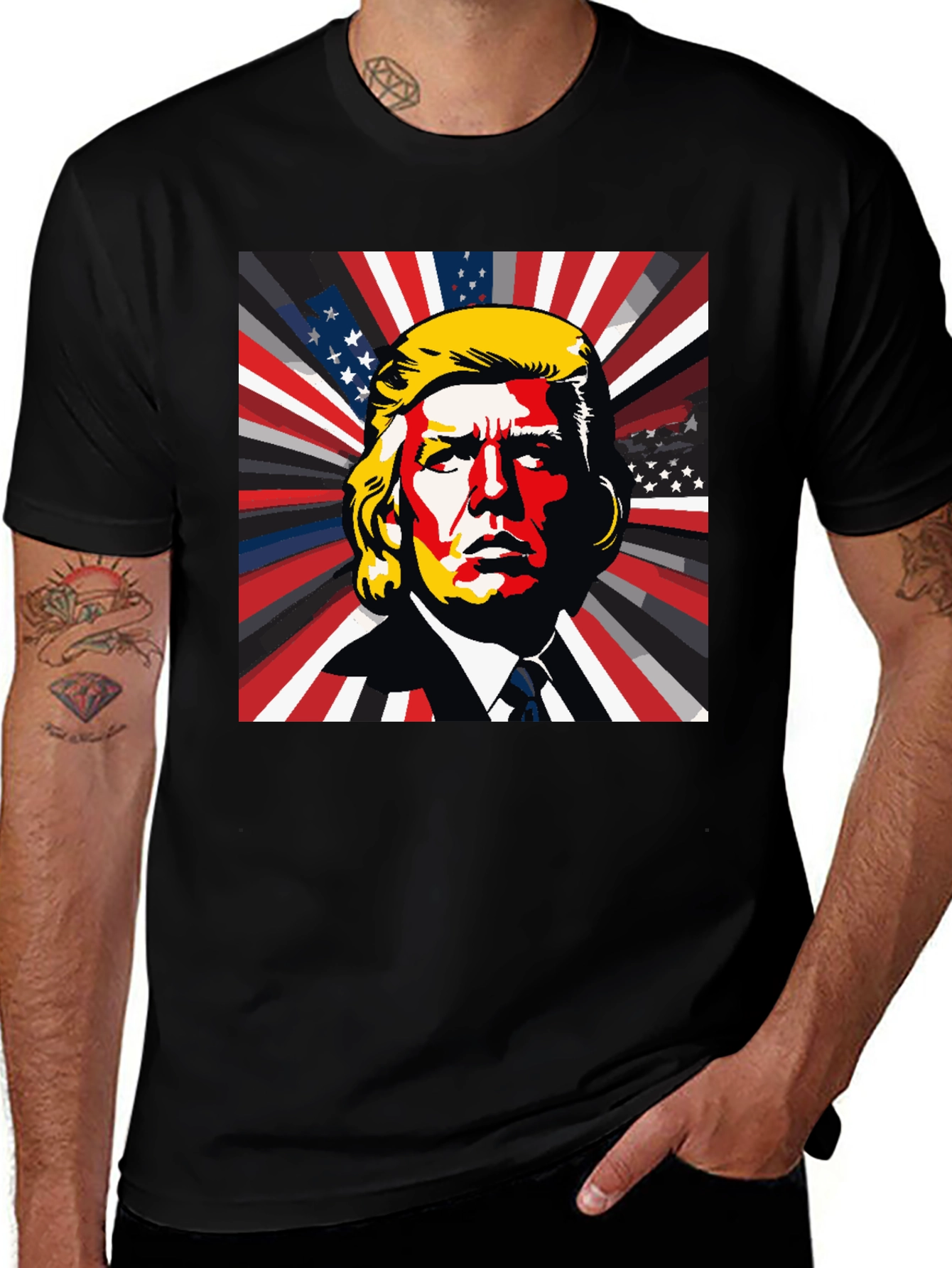 Variant 4 of Trump Pop Art Graphic Tee - Patriotic Design