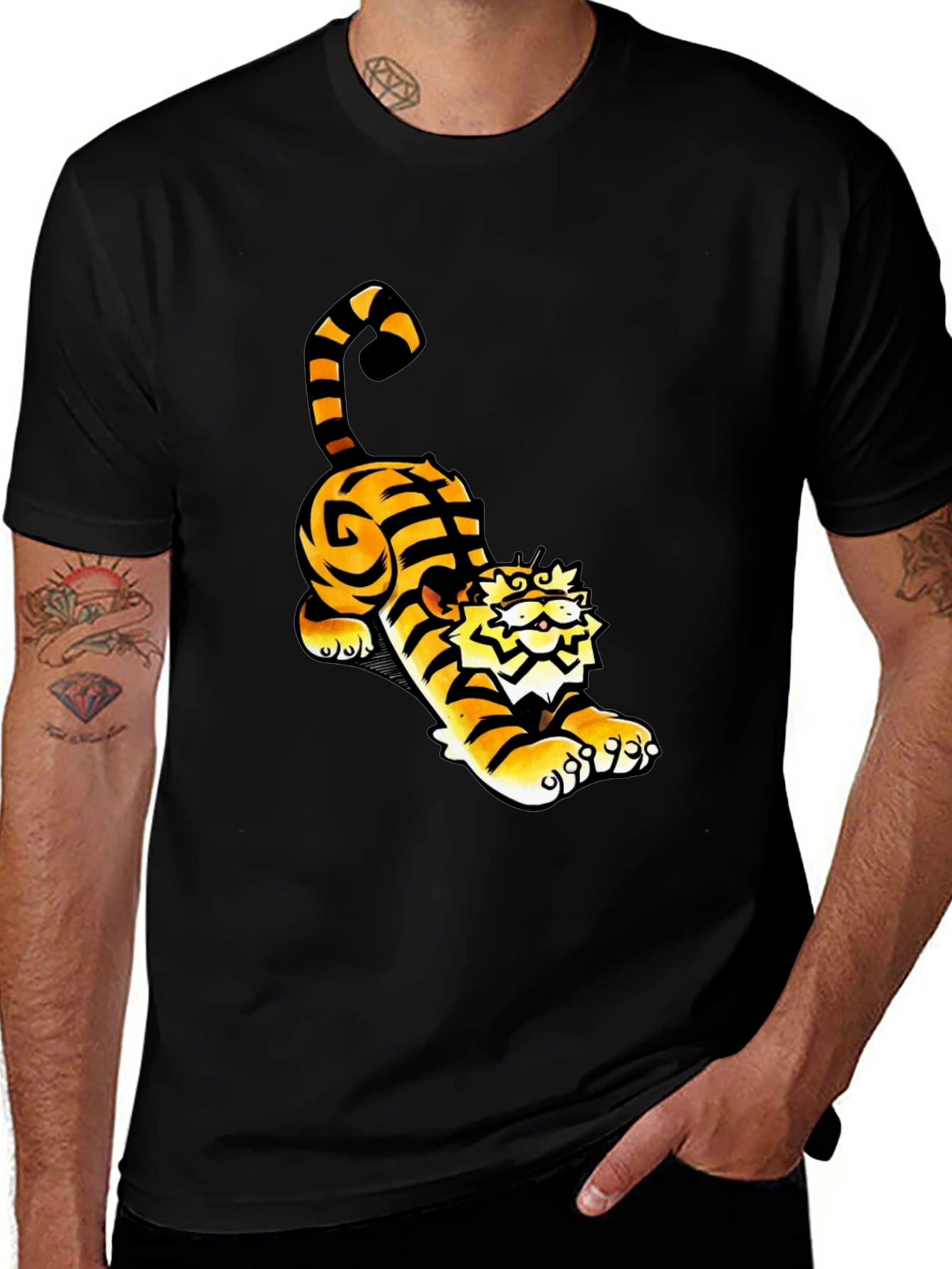 Variant 29 of Cool Tiger Graphic Tee - Black Cotton T-Shirt