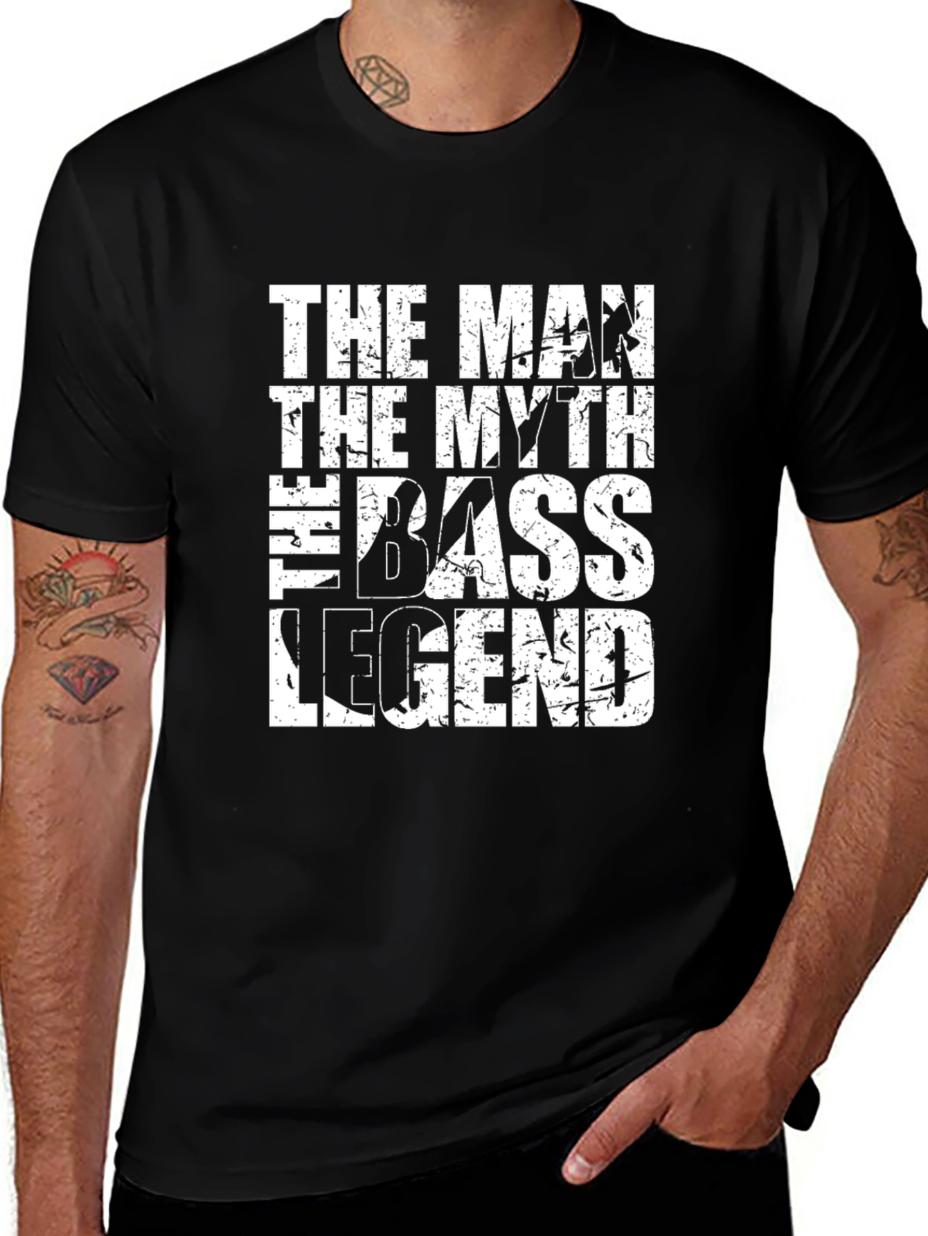 Variant 27 of The Man, The Myth, The Bass Legend Black Graphic T-Shirt