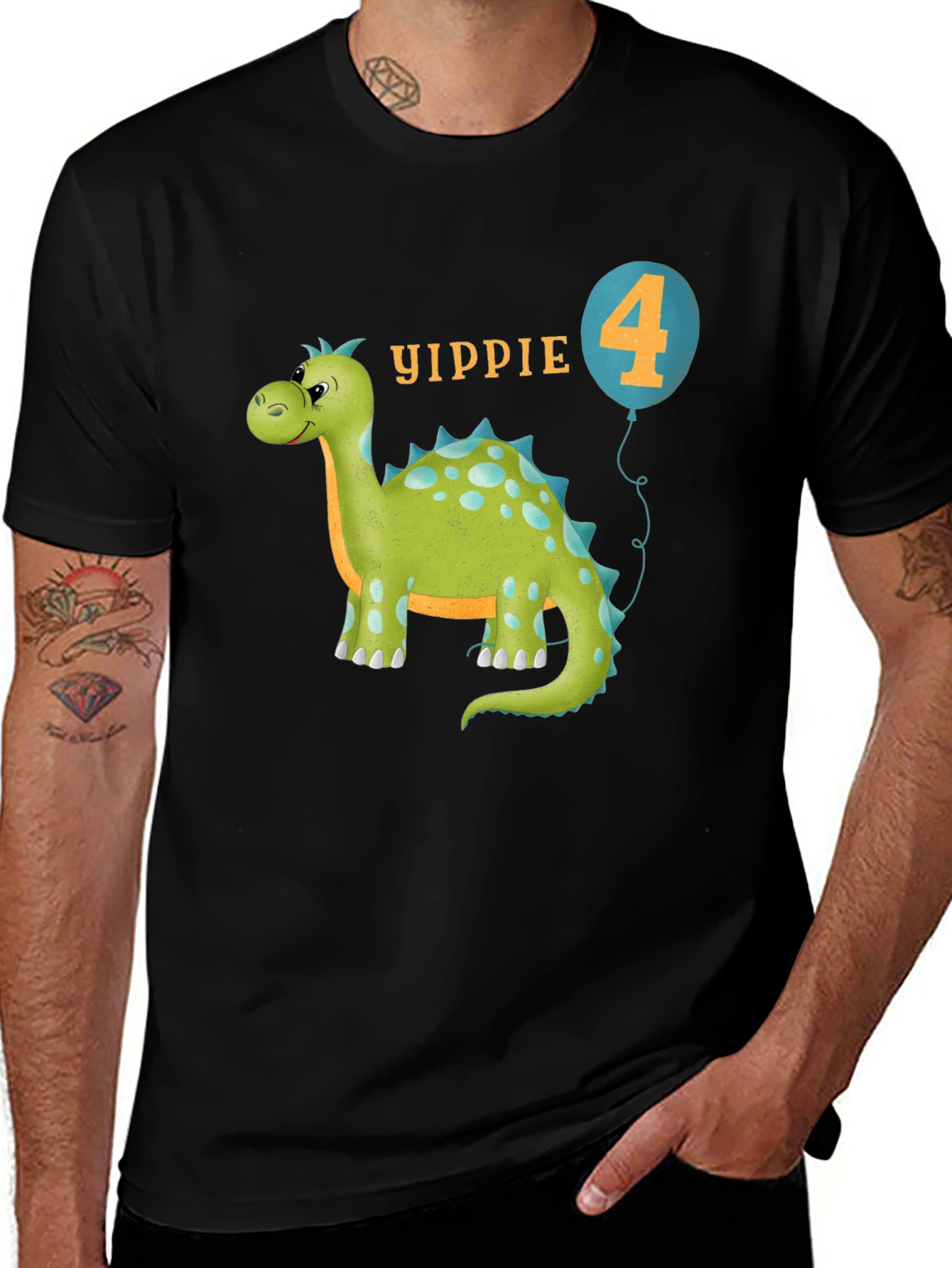 Variant 8 of Yippie Dinosaur Birthday T-Shirt - Age 4