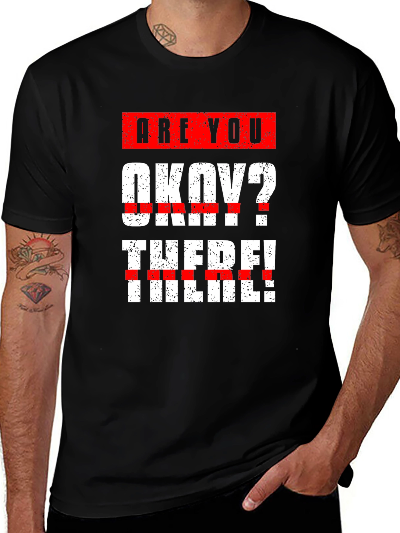 Variant 5 of Are You Okay? There! Graphic Print Black T-Shirt