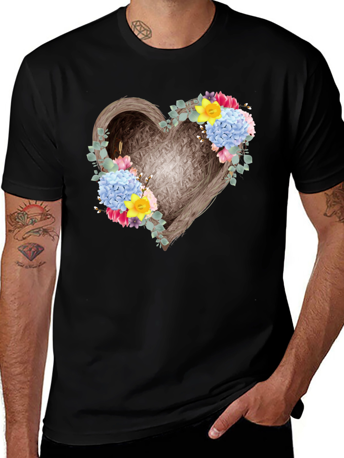 Variant 24 of Floral Heart Wreath Graphic Tee